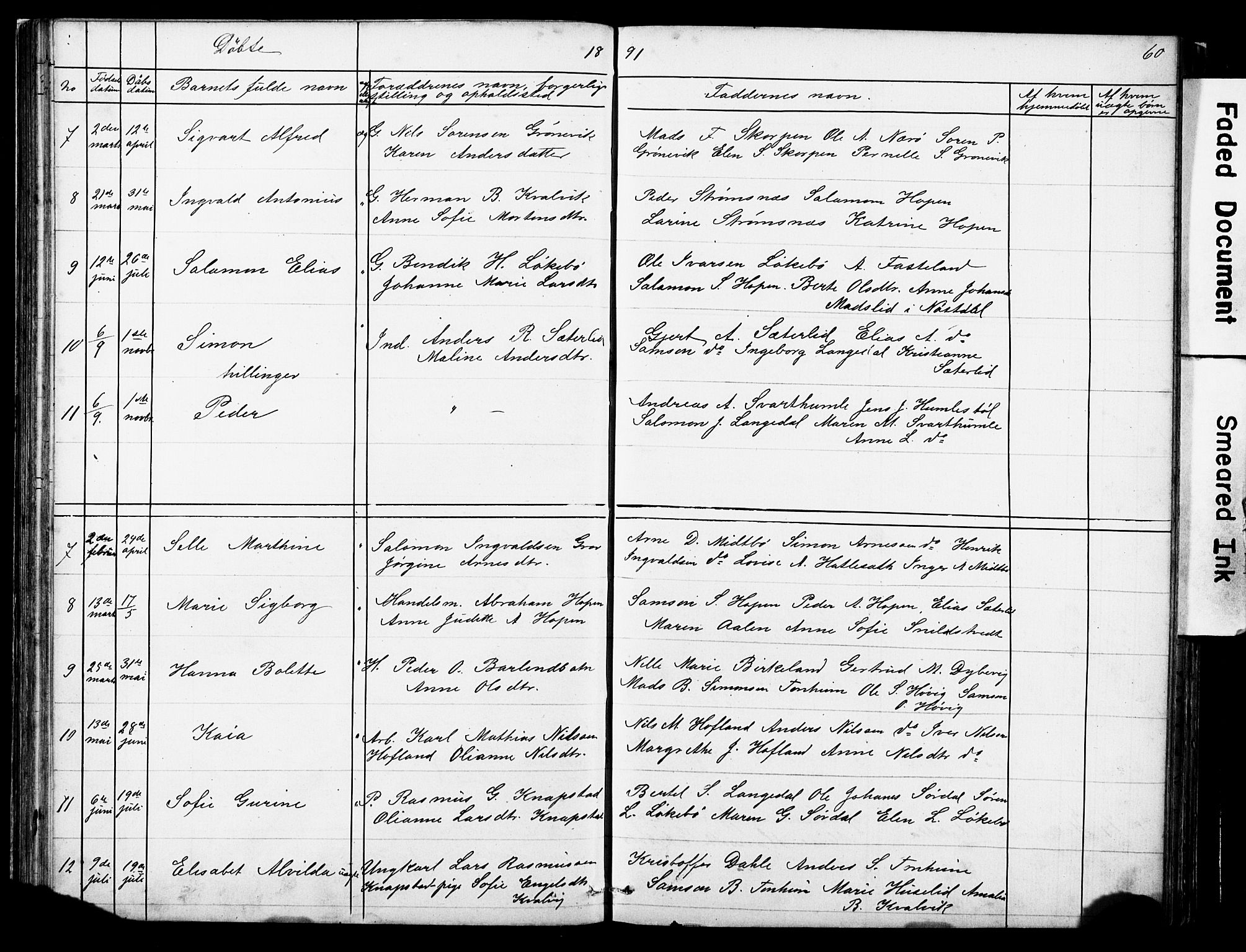 Kinn sokneprestembete, AV/SAB-A-80801/H/Hab/Habe/L0001: Parish register (copy) no. E 1, 1864-1899, p. 60