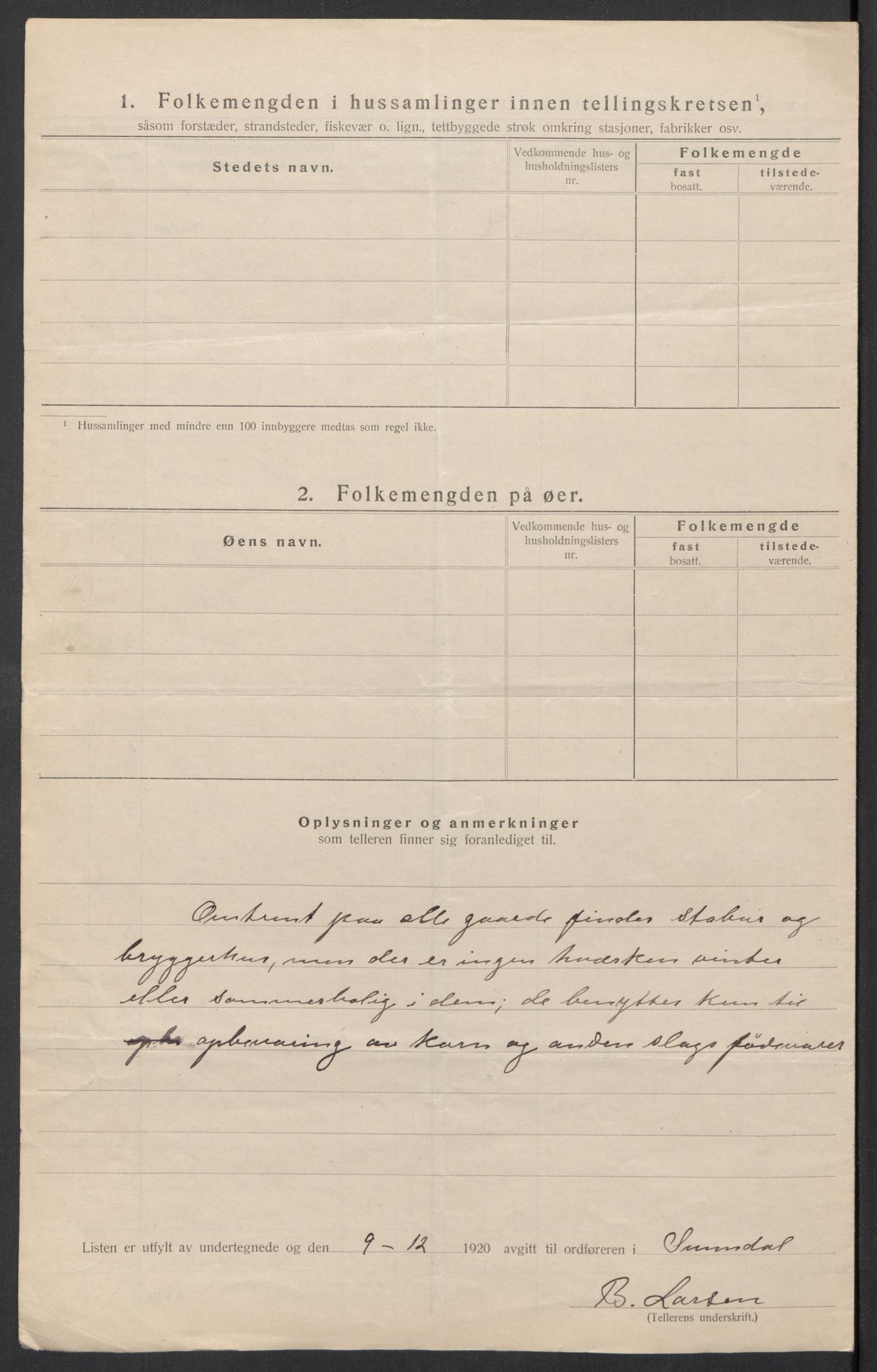 SAT, 1920 census for Sunndal, 1920, p. 20