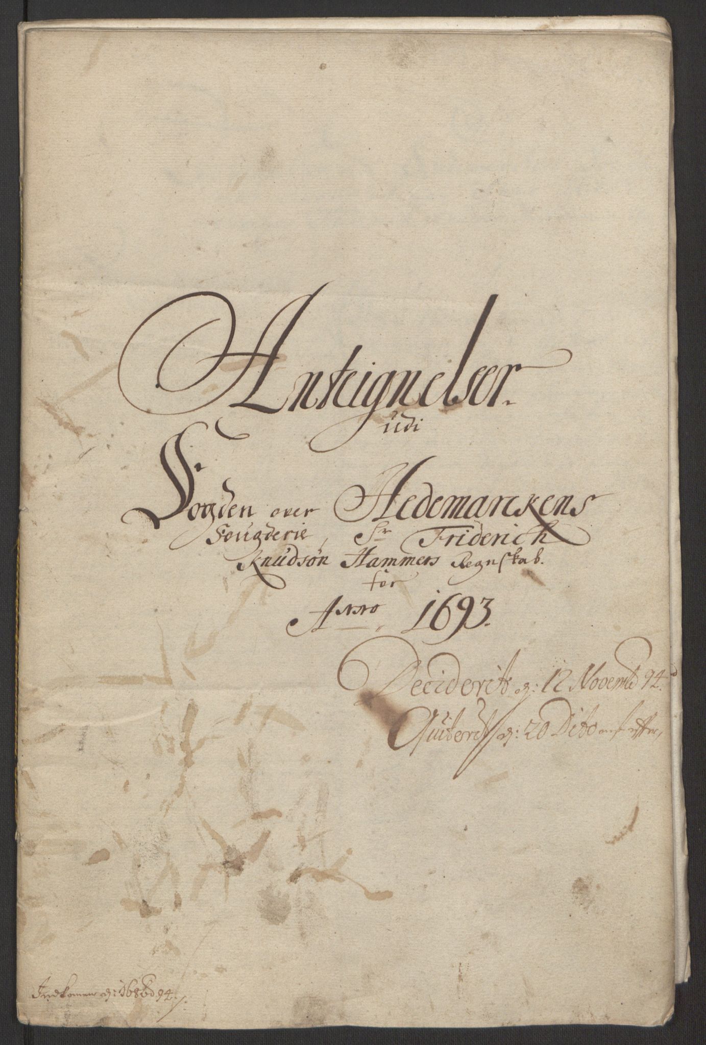 Rentekammeret inntil 1814, Reviderte regnskaper, Fogderegnskap, RA/EA-4092/R16/L1034: Fogderegnskap Hedmark, 1693, p. 234