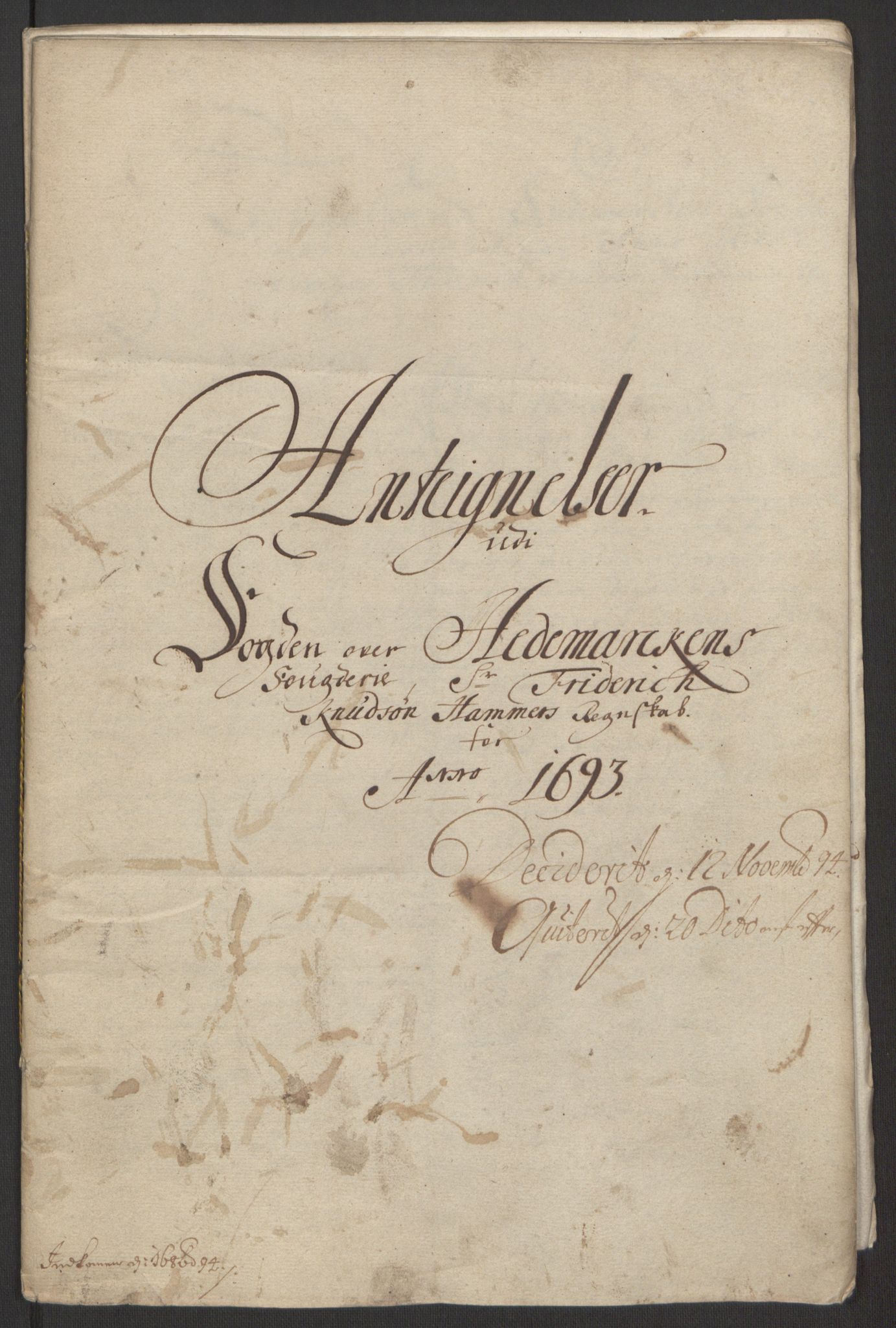 Rentekammeret inntil 1814, Reviderte regnskaper, Fogderegnskap, AV/RA-EA-4092/R16/L1034: Fogderegnskap Hedmark, 1693, p. 234