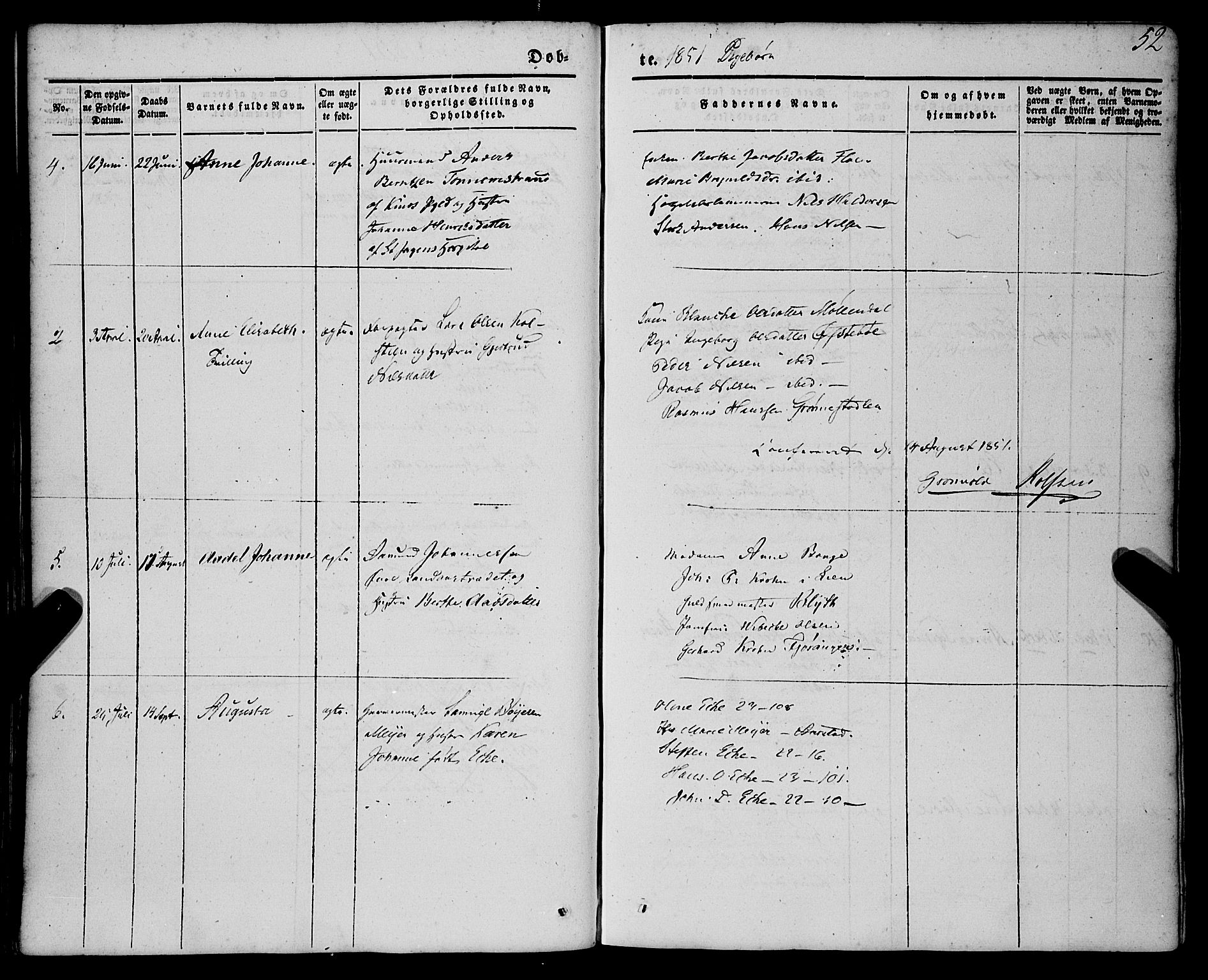 St. Jørgens hospital og Årstad sokneprestembete, AV/SAB-A-99934: Parish register (official) no. A 4, 1844-1863, p. 52