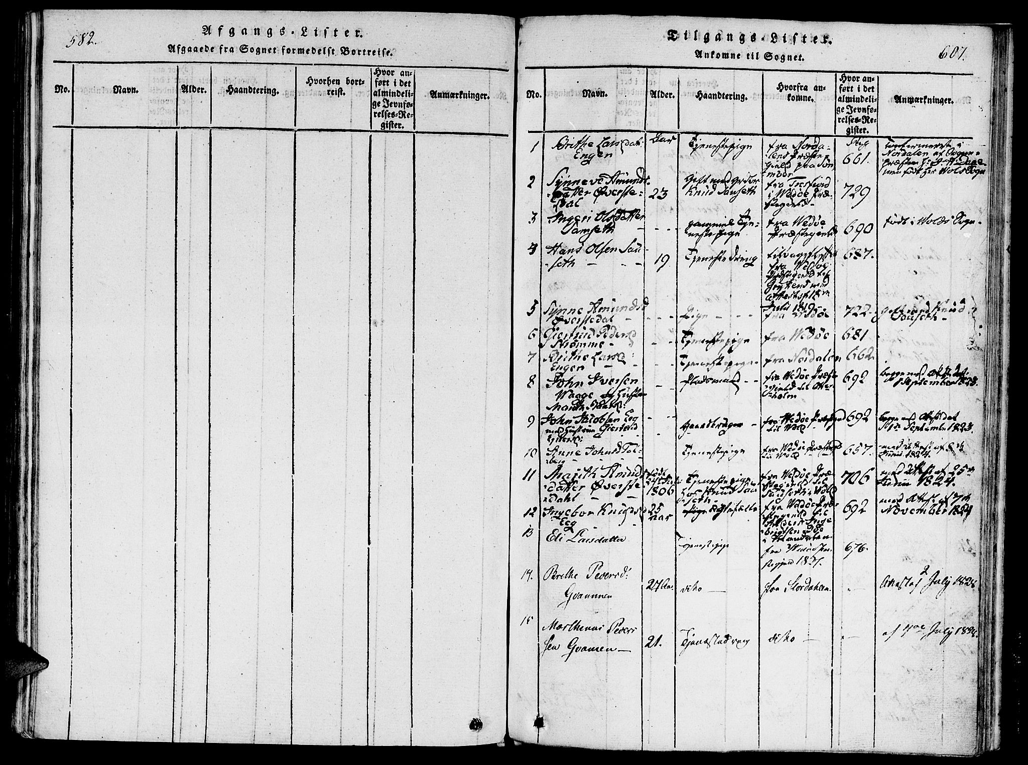 Ministerialprotokoller, klokkerbøker og fødselsregistre - Møre og Romsdal, SAT/A-1454/543/L0561: Parish register (official) no. 543A01, 1818-1853, p. 606-607