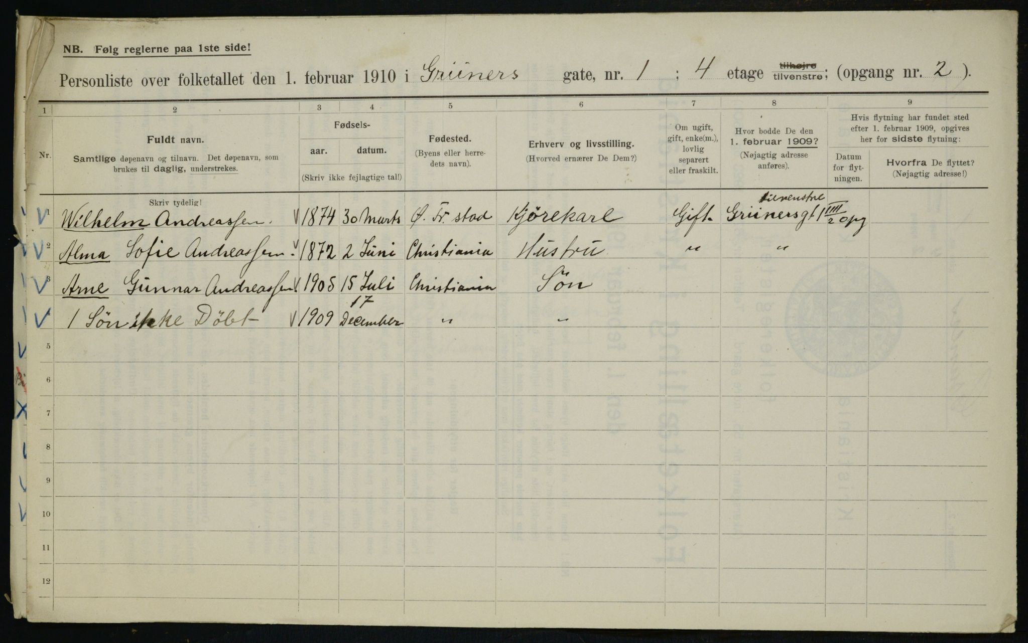 OBA, Municipal Census 1910 for Kristiania, 1910, p. 29356