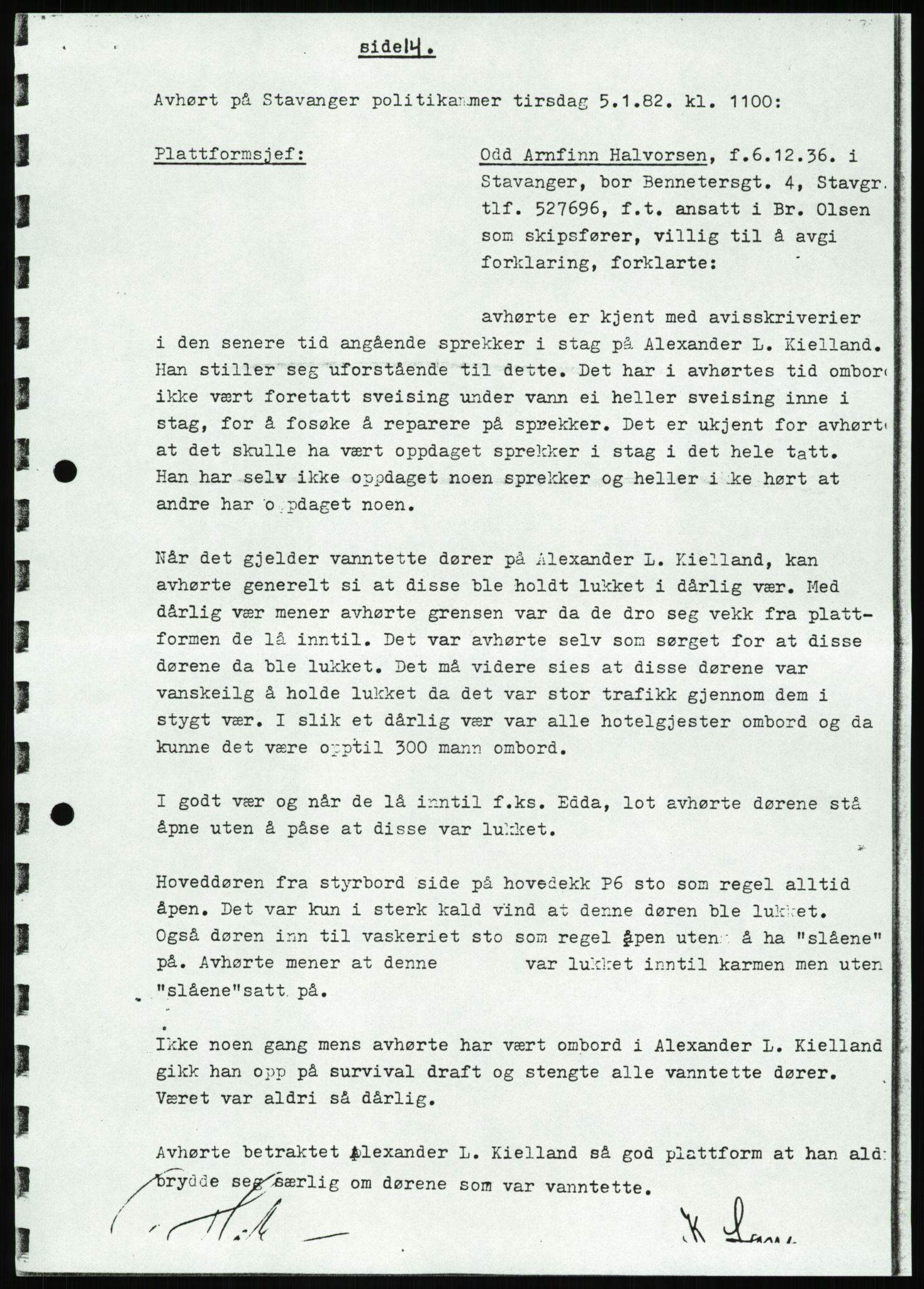 Pa 1503 - Stavanger Drilling AS, AV/SAST-A-101906/Da/L0001: Alexander L. Kielland - Begrensningssak Stavanger byrett, 1986, p. 138
