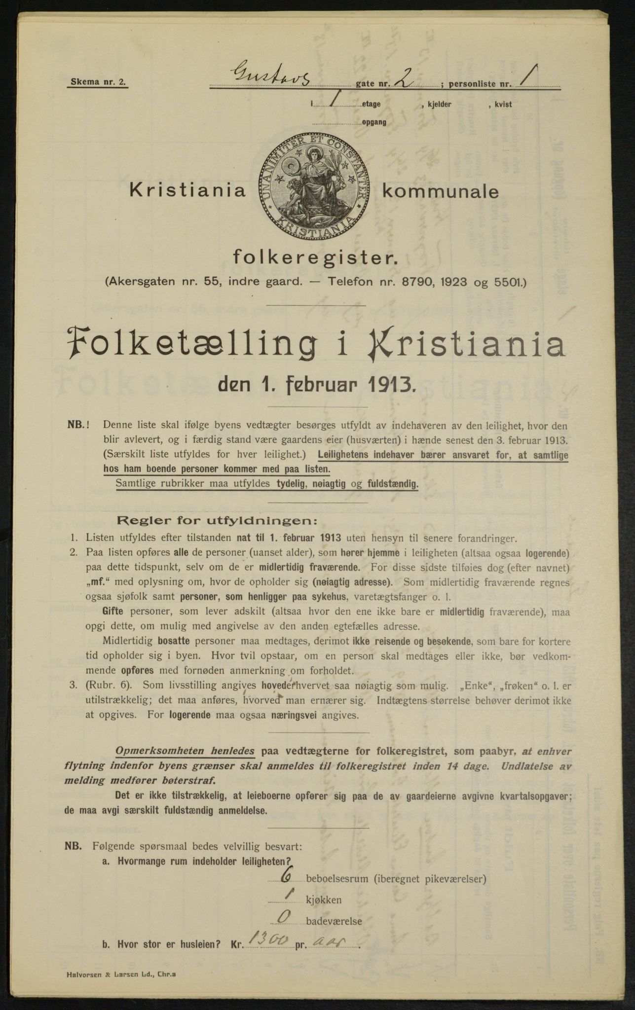 OBA, Municipal Census 1913 for Kristiania, 1913, p. 32508