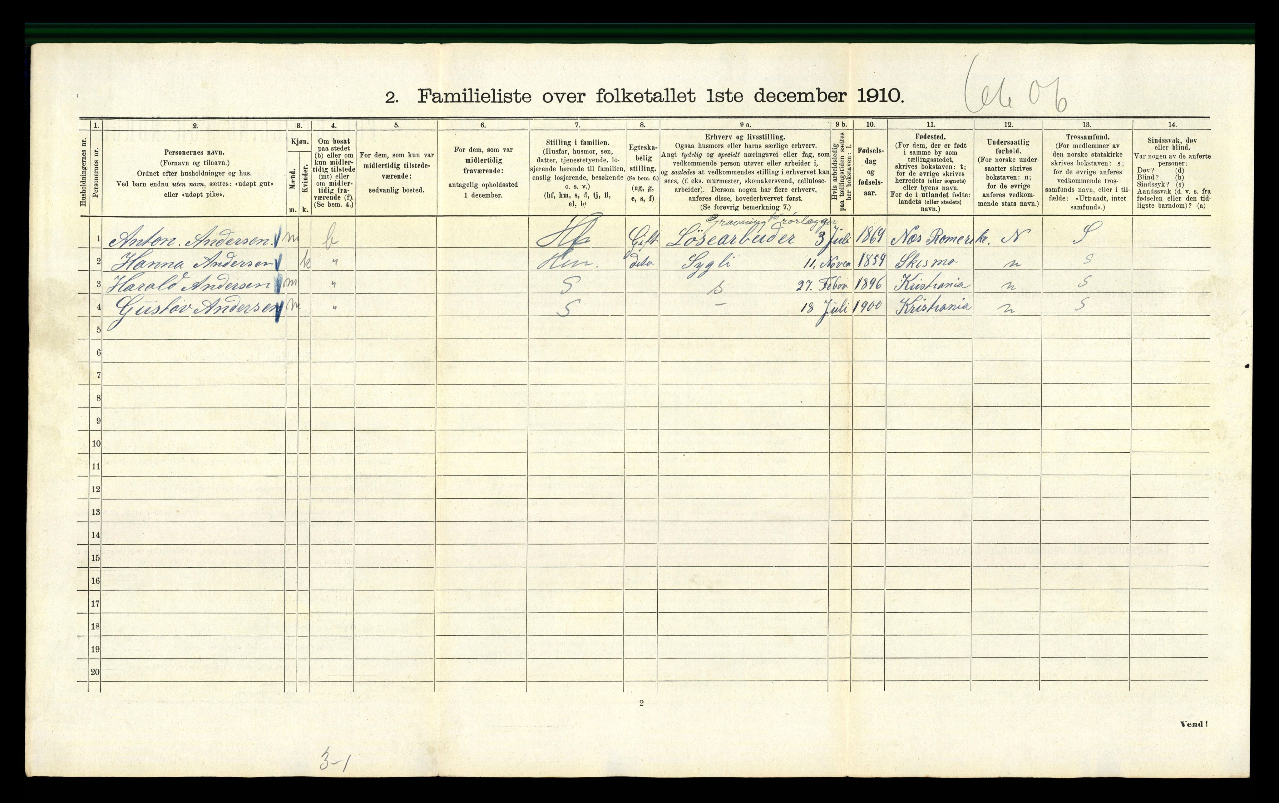 RA, 1910 census for Kristiania, 1910, p. 5786