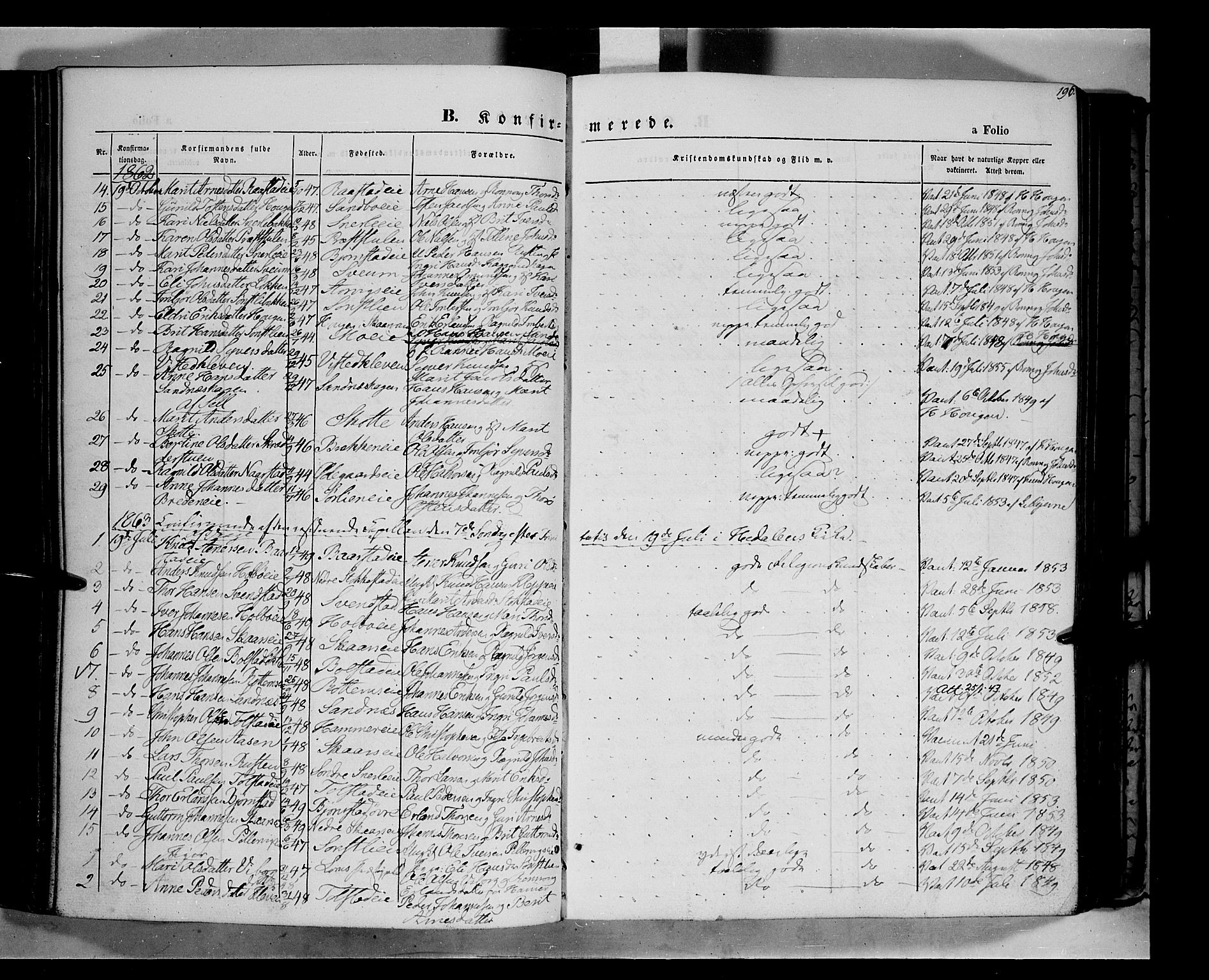 Vågå prestekontor, SAH/PREST-076/H/Ha/Haa/L0006: Parish register (official) no. 6 /1, 1856-1872, p. 196