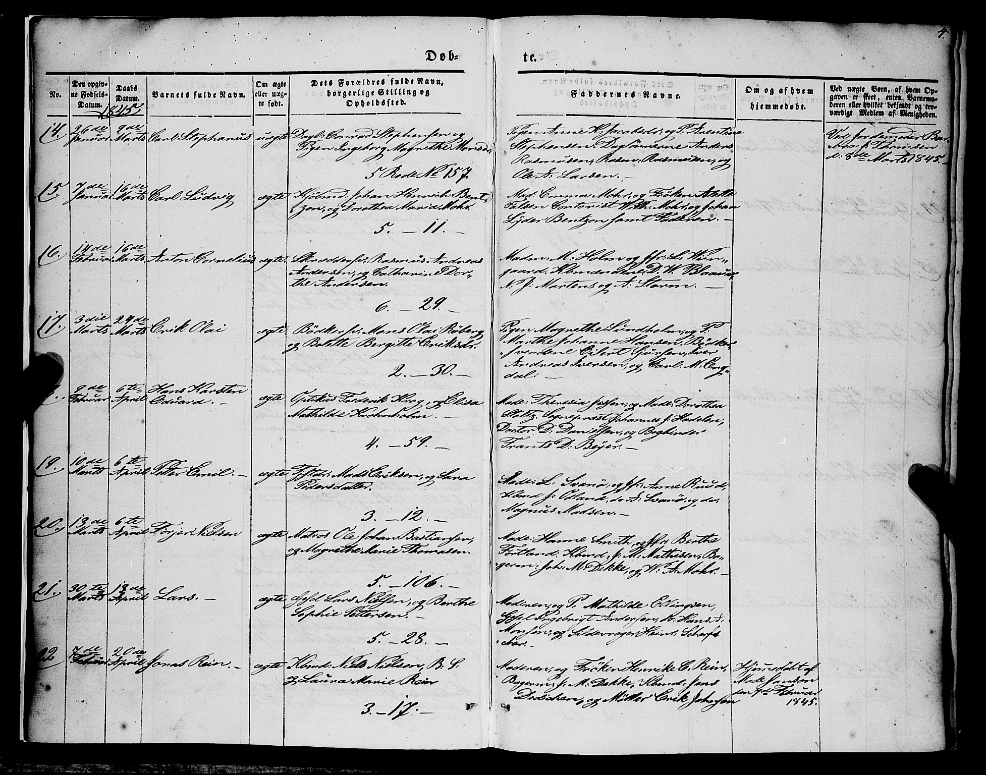 Nykirken Sokneprestembete, AV/SAB-A-77101/H/Haa/L0014: Parish register (official) no. B 1, 1844-1858, p. 4