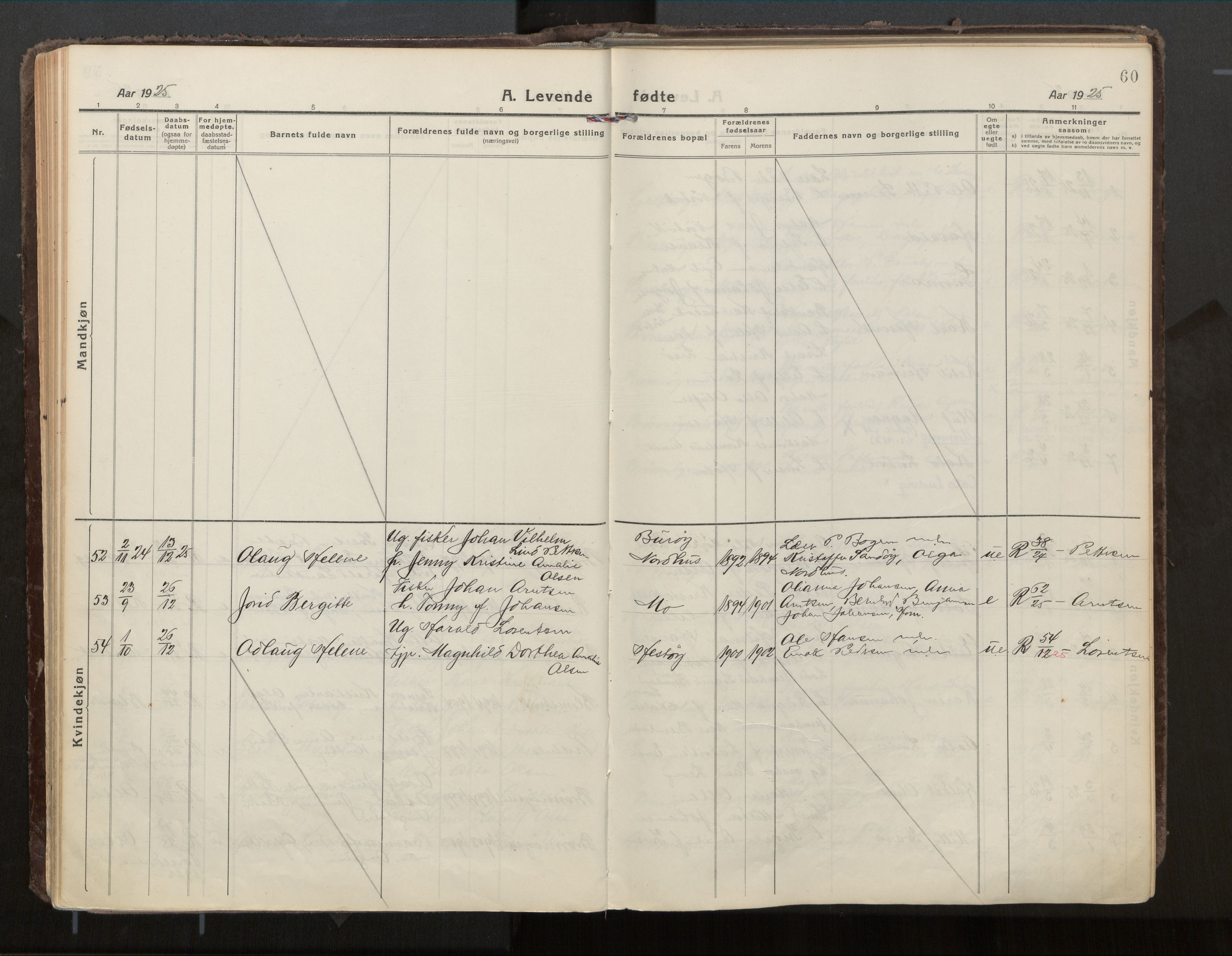 Ministerialprotokoller, klokkerbøker og fødselsregistre - Nordland, AV/SAT-A-1459/813/L0207a: Parish register (official) no. 813A18, 1919-1927, p. 60