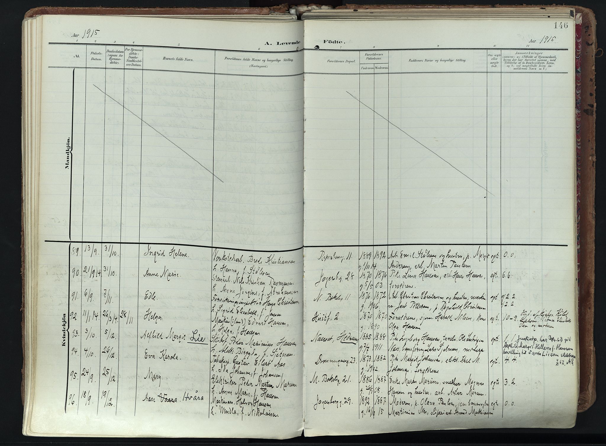 Larvik kirkebøker, AV/SAKO-A-352/F/Fa/L0012: Parish register (official) no. I 12, 1905-1933, p. 146