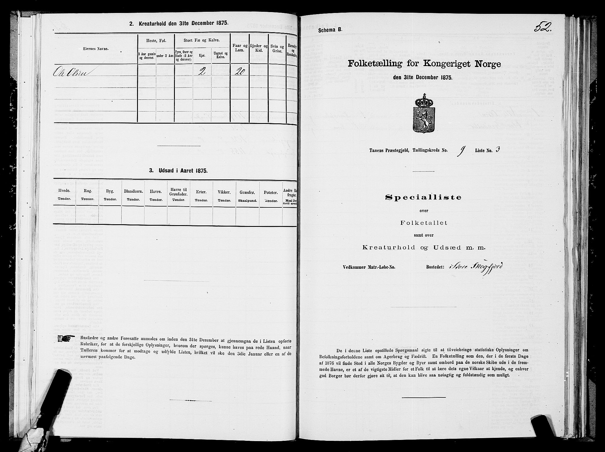 SATØ, 1875 census for 2025P Tana, 1875, p. 3052