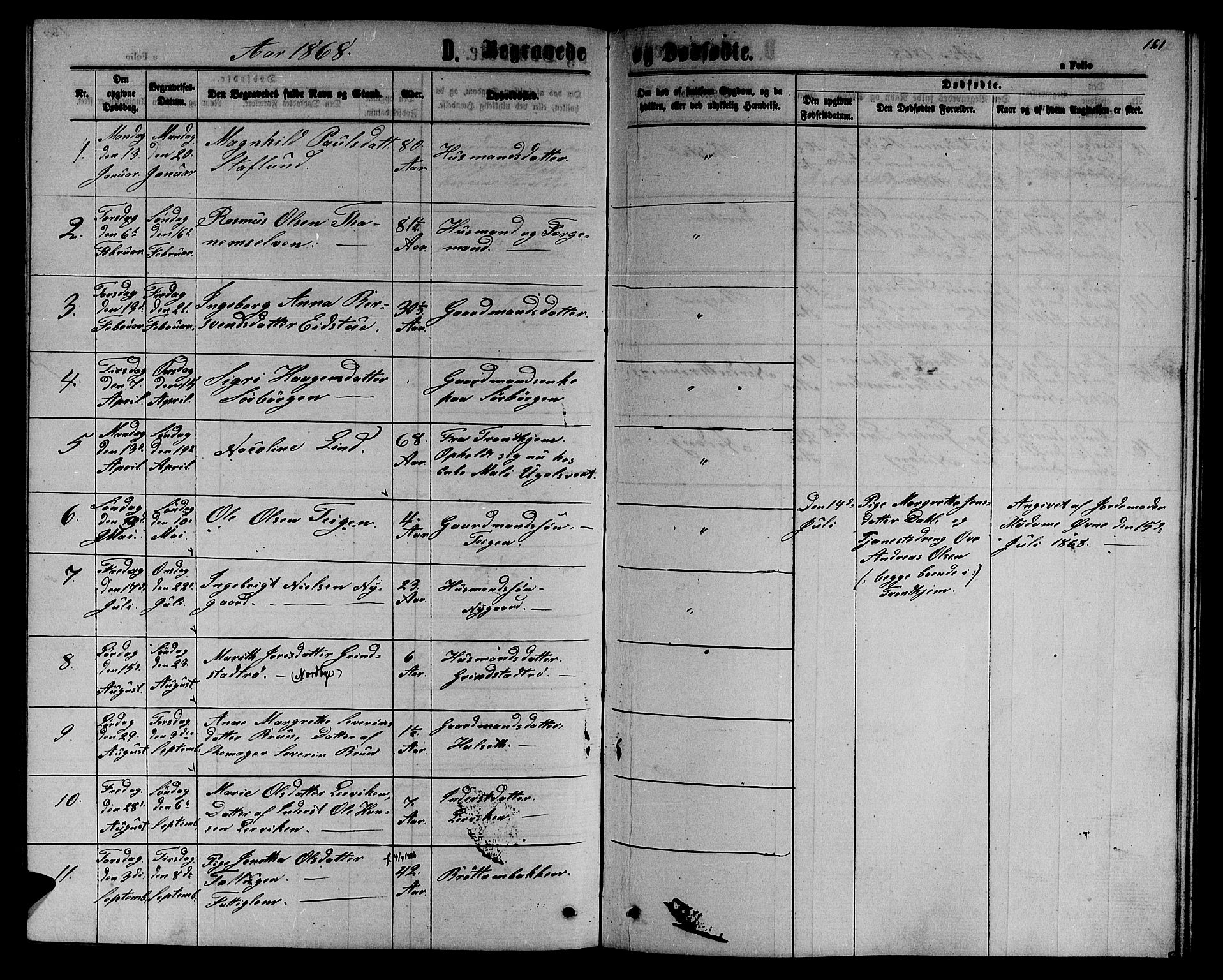 Ministerialprotokoller, klokkerbøker og fødselsregistre - Sør-Trøndelag, SAT/A-1456/618/L0451: Parish register (copy) no. 618C02, 1865-1883, p. 161