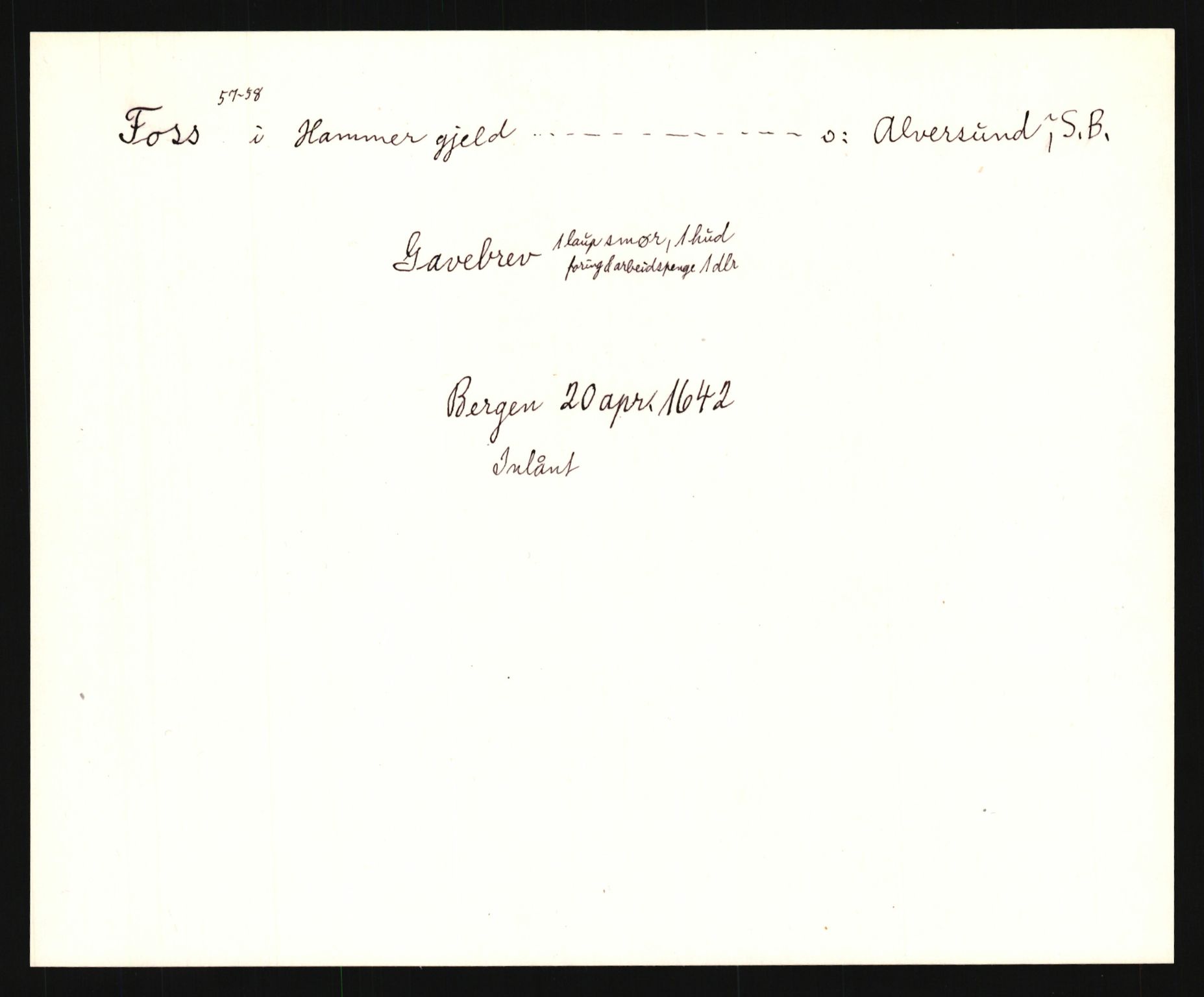 Riksarkivets diplomsamling, AV/RA-EA-5965/F35/F35e/L0028: Registreringssedler Hordaland 1, 1400-1700, p. 507