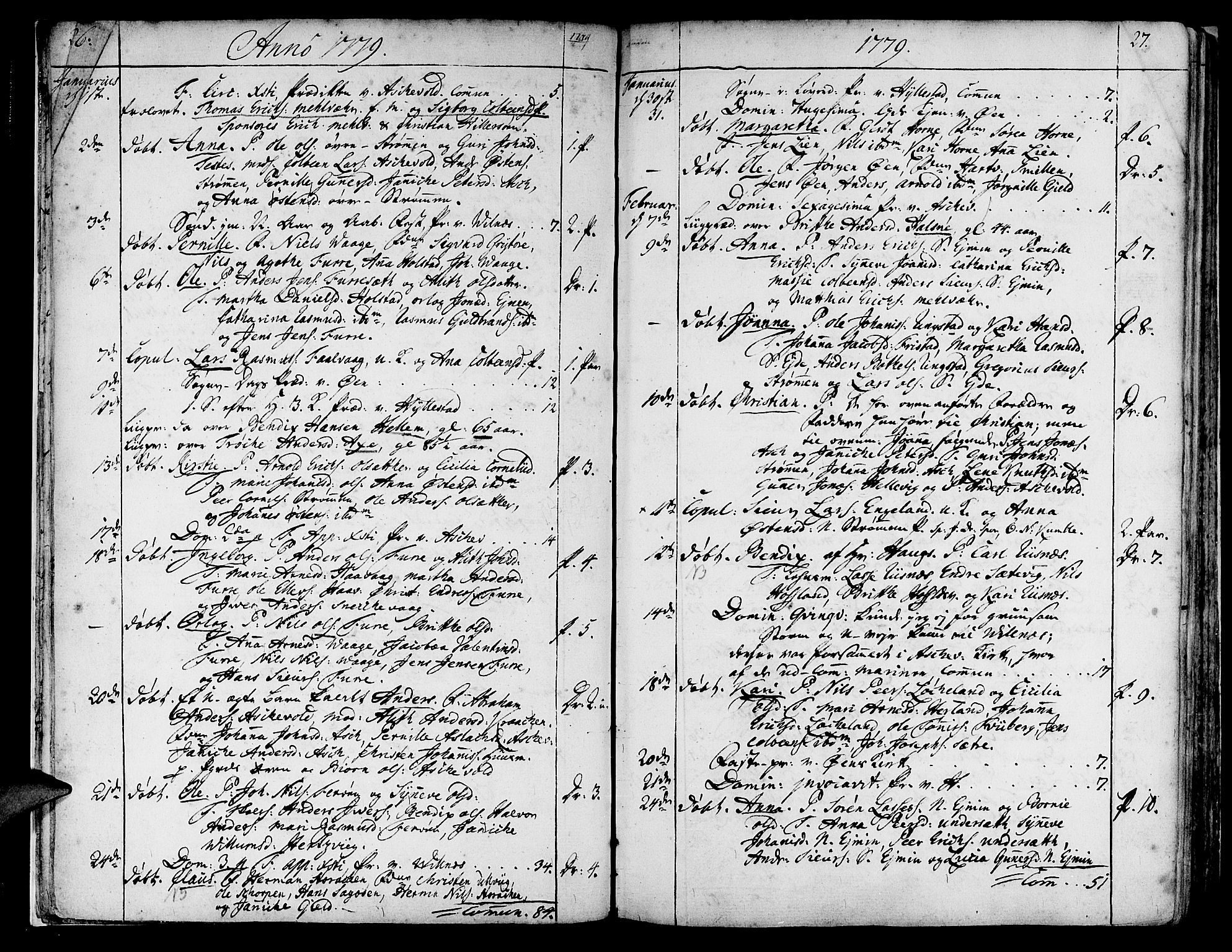Askvoll sokneprestembete, SAB/A-79501/H/Haa/Haaa/L0009: Parish register (official) no. A 9, 1776-1821, p. 26-27