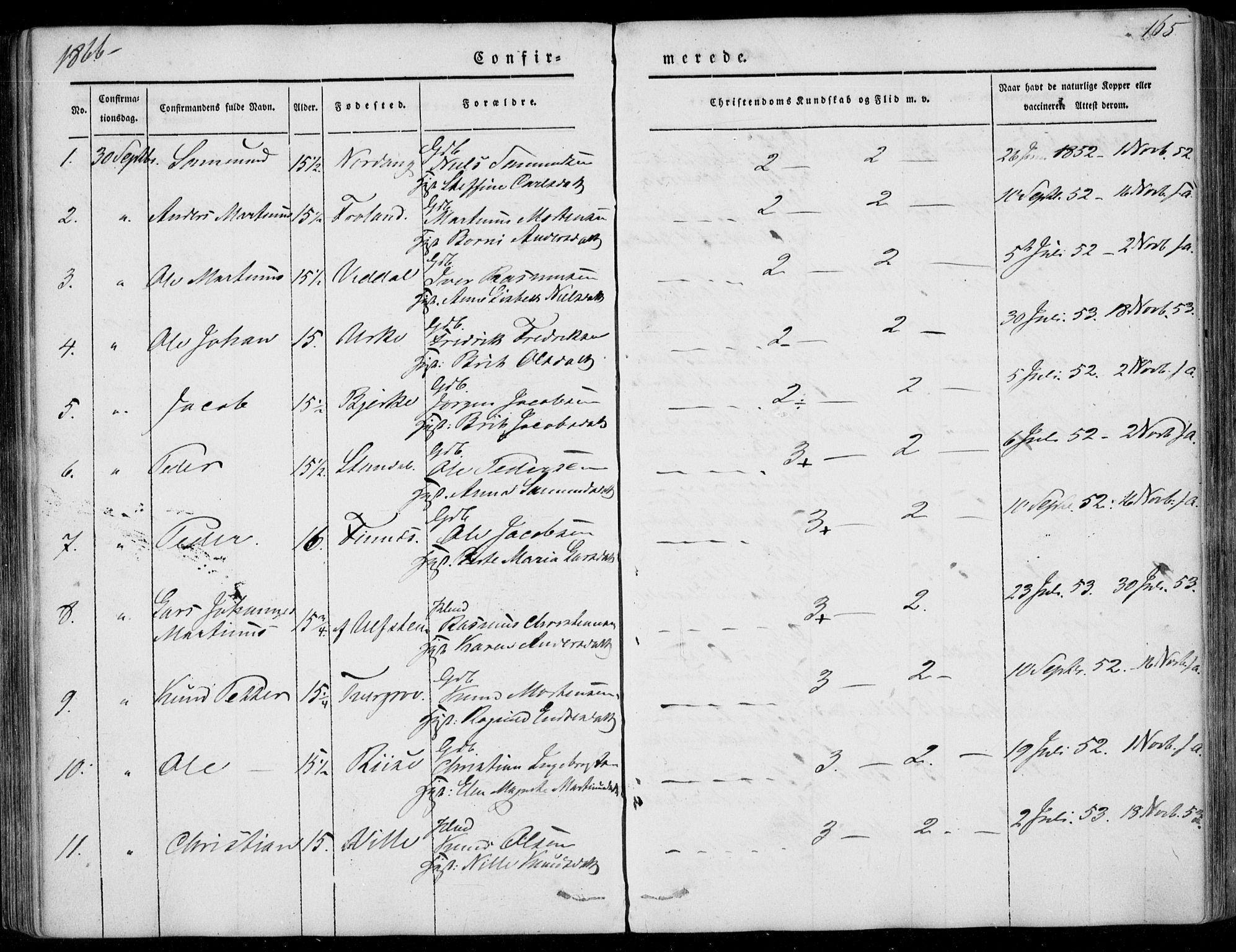 Ministerialprotokoller, klokkerbøker og fødselsregistre - Møre og Romsdal, AV/SAT-A-1454/515/L0209: Parish register (official) no. 515A05, 1847-1868, p. 165