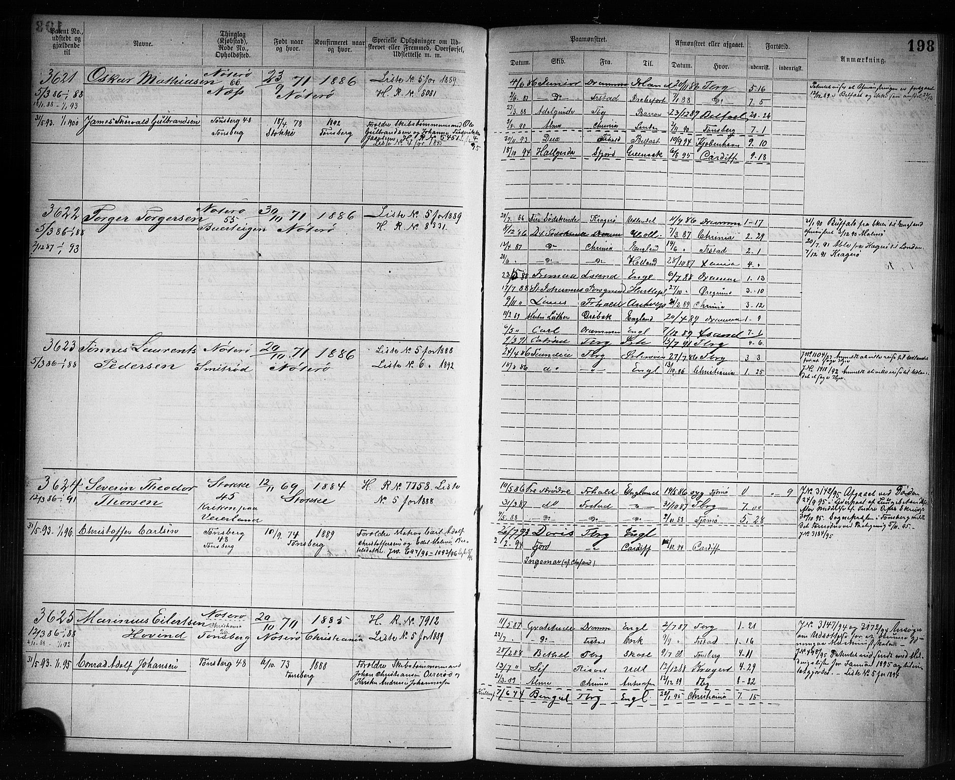 Tønsberg innrulleringskontor, AV/SAKO-A-786/F/Fb/L0007: Annotasjonsrulle Patent nr. 2636-5150, 1881-1892, p. 199