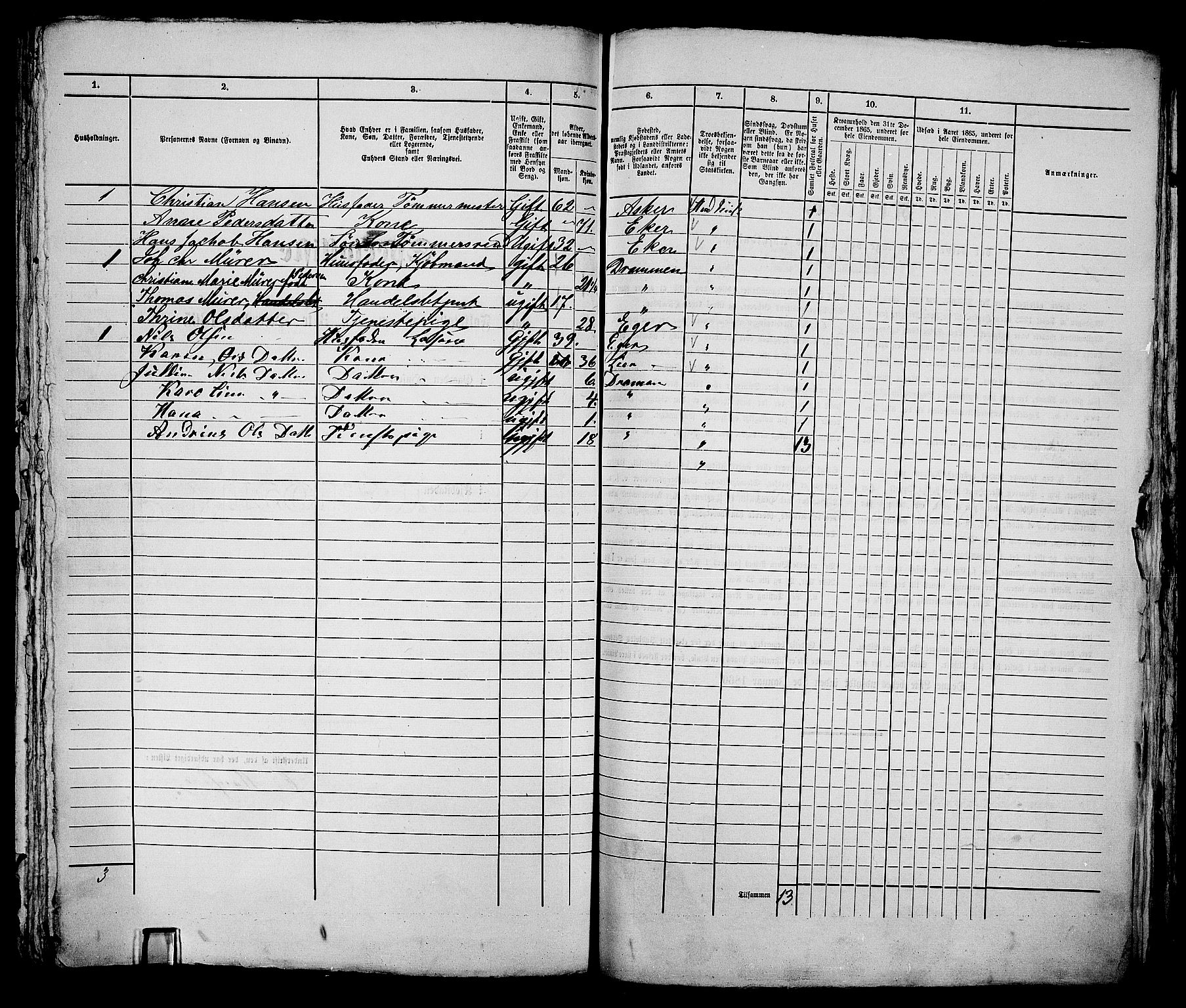 RA, 1865 census for Bragernes in Drammen, 1865, p. 472