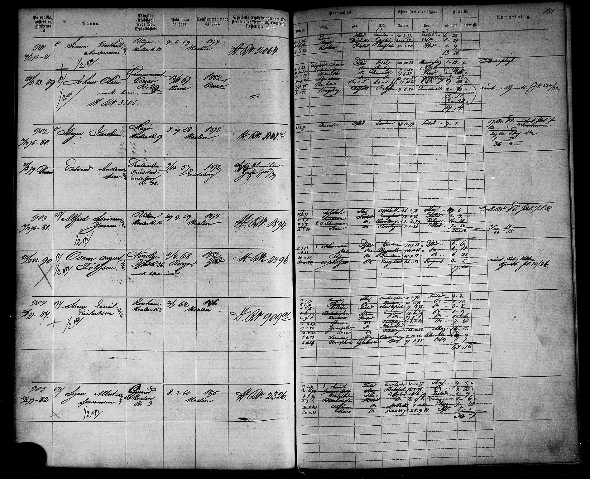 Fredrikstad mønstringskontor, AV/SAO-A-10569b/F/Fc/Fca/L0003: Annotasjonsrulle, 1868-1885, p. 185