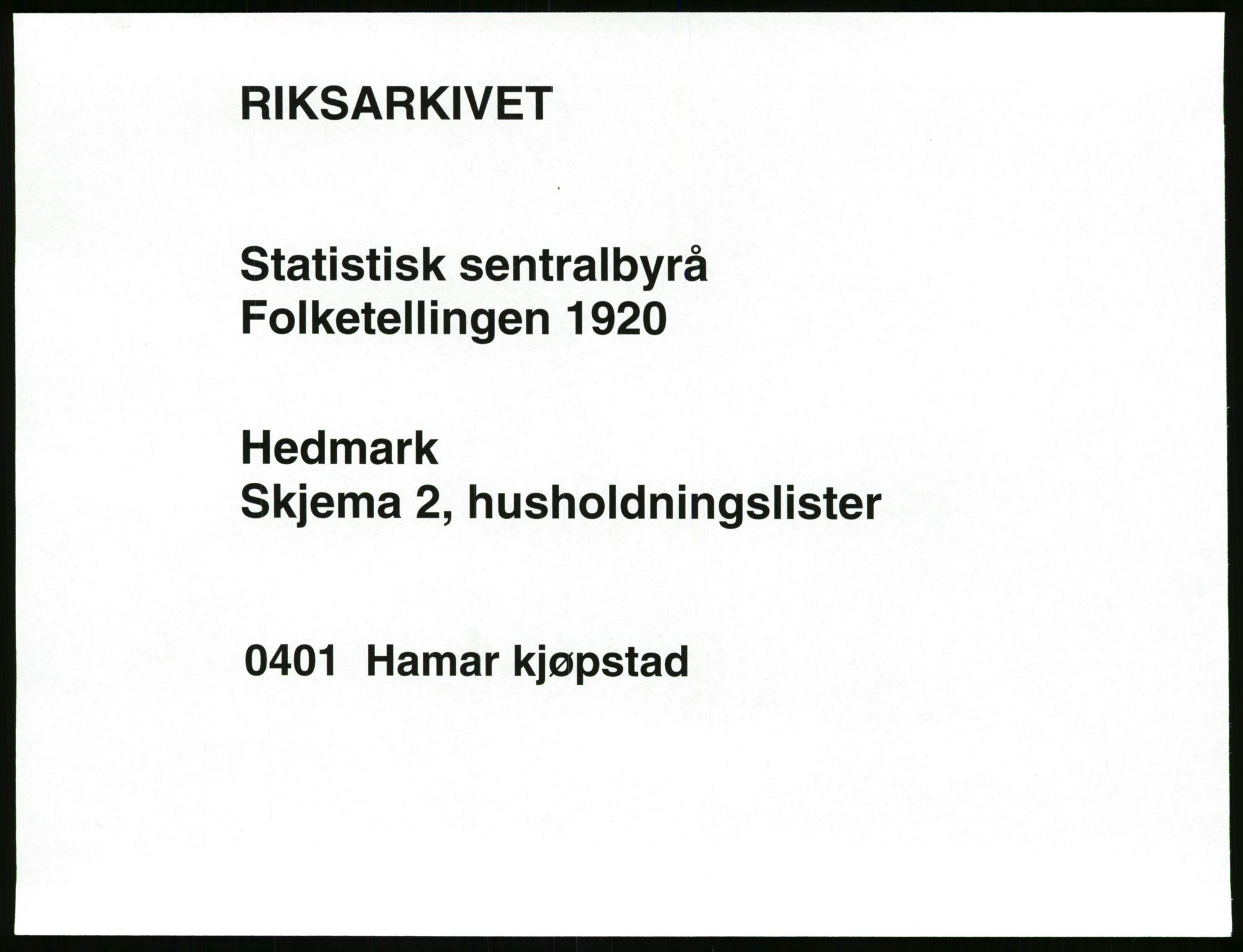 SAH, 1920 census for Hamar, 1920, p. 1221