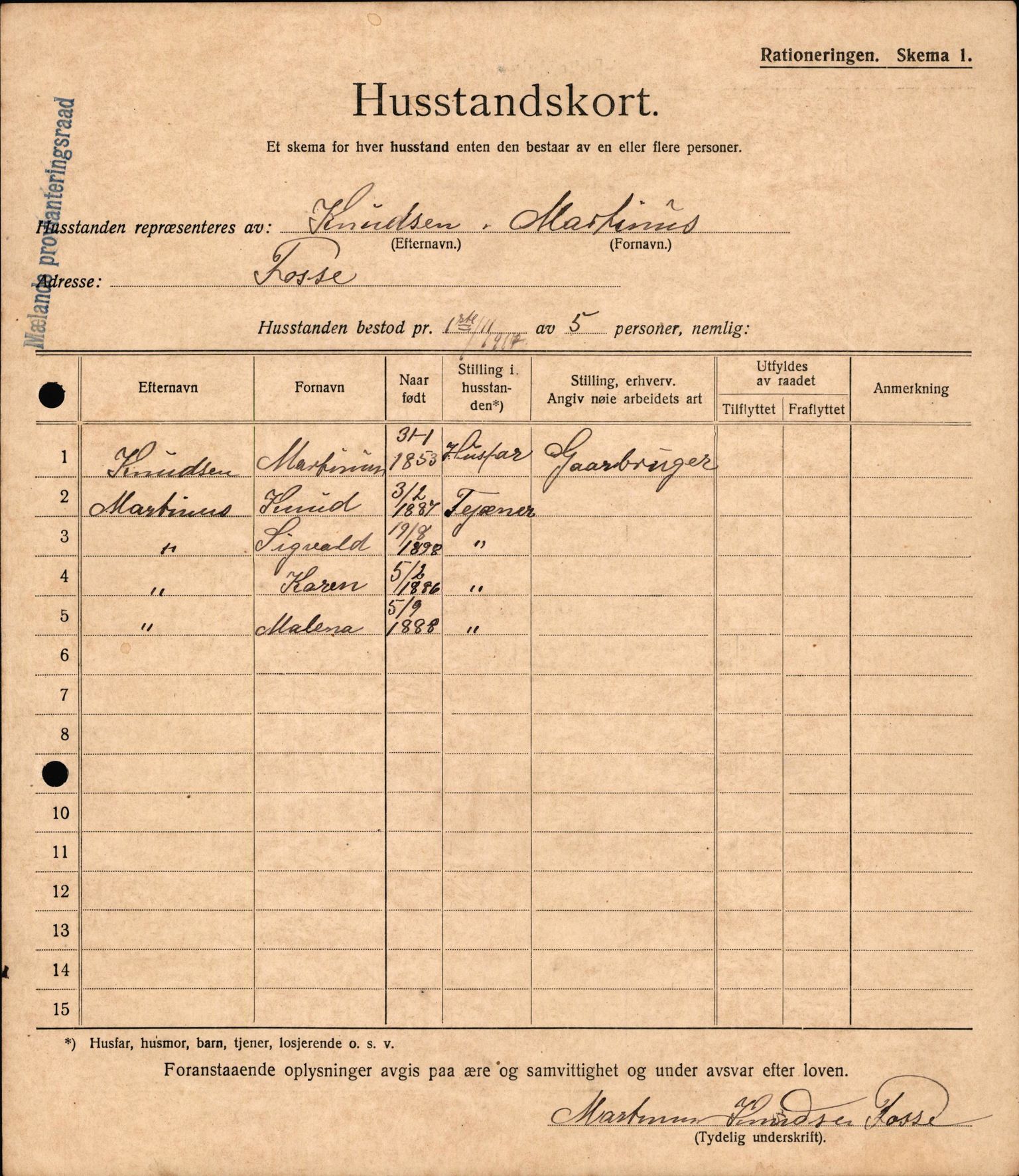 IKAH, Meland kommune, Provianteringsrådet, Husstander per 01.11.1917, 1917-1918, p. 238