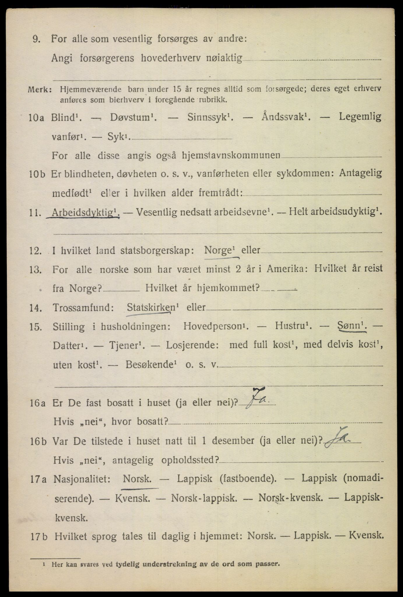 SAT, 1920 census for Ankenes, 1920, p. 7020