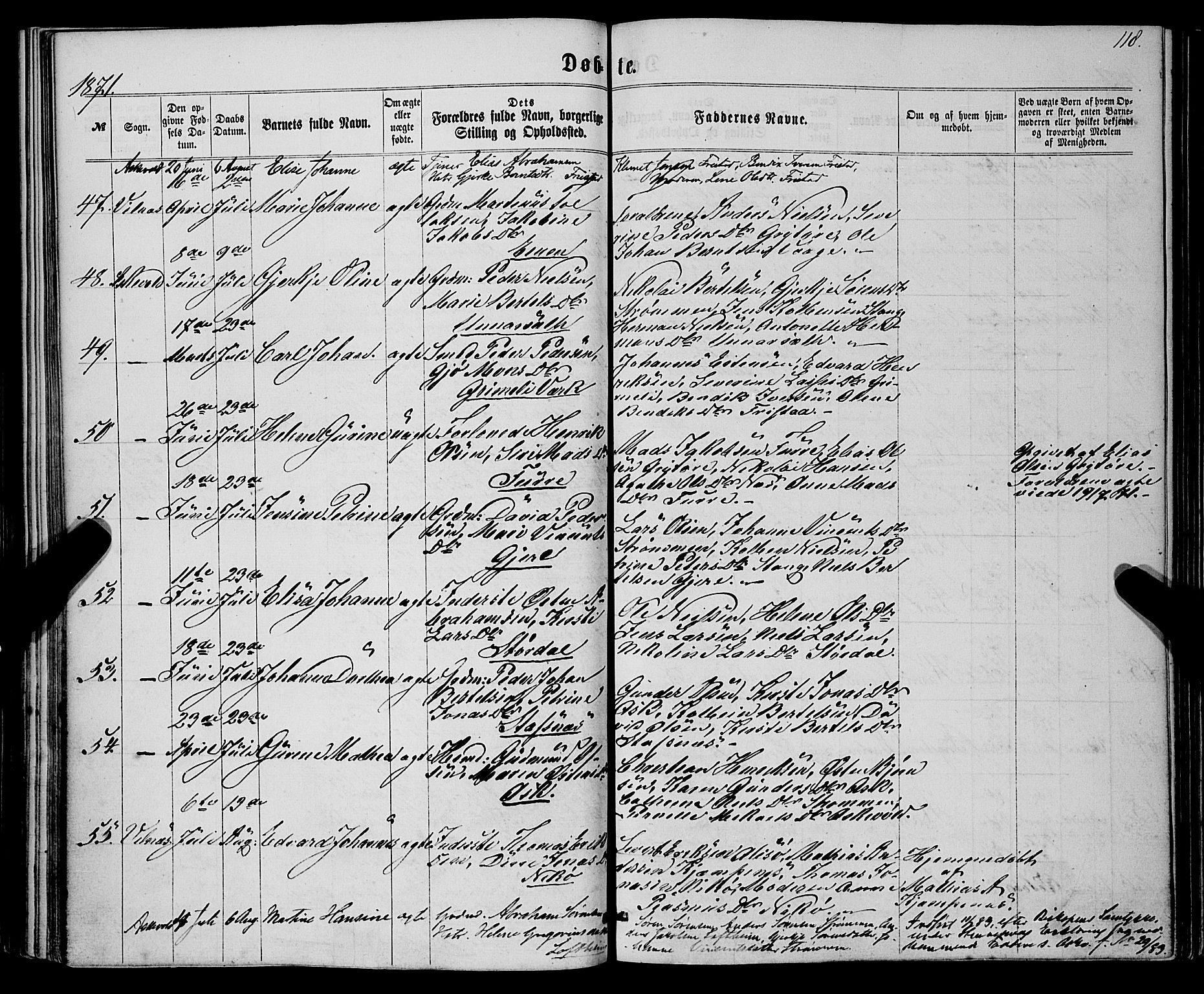 Askvoll sokneprestembete, AV/SAB-A-79501/H/Haa/Haaa/L0012: Parish register (official) no. A 12, 1859-1878, p. 118