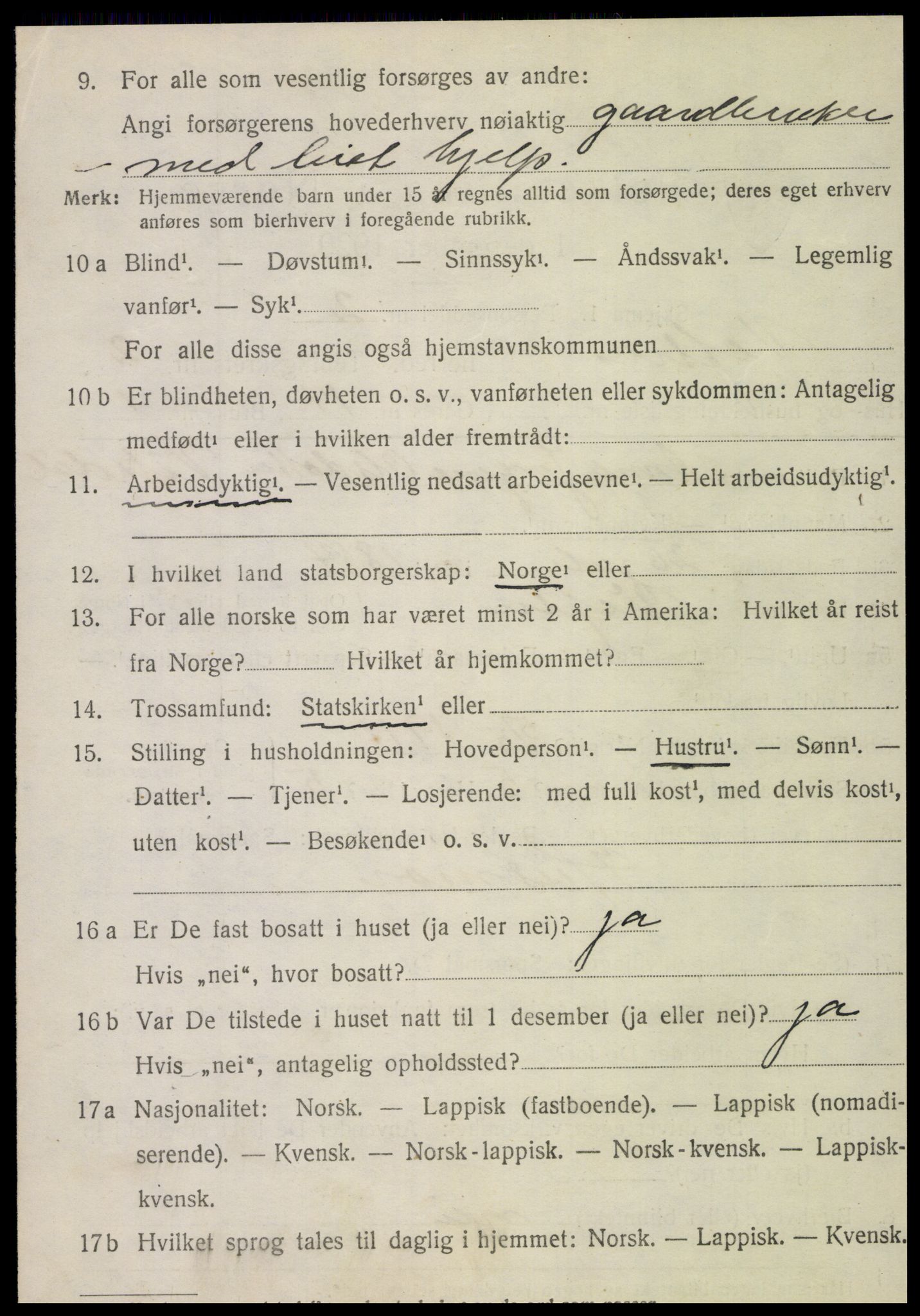 SAT, 1920 census for Vefsn, 1920, p. 1842