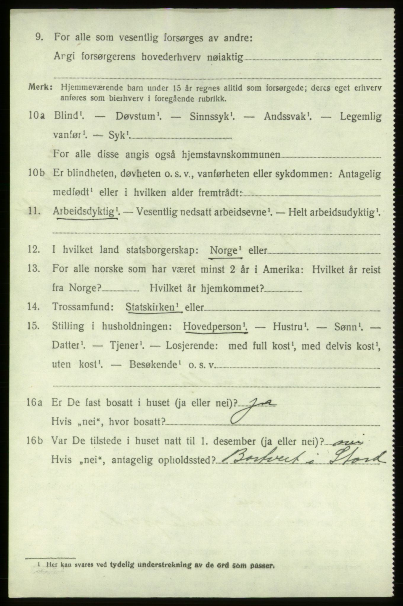 SAB, 1920 census for Stord, 1920, p. 1676