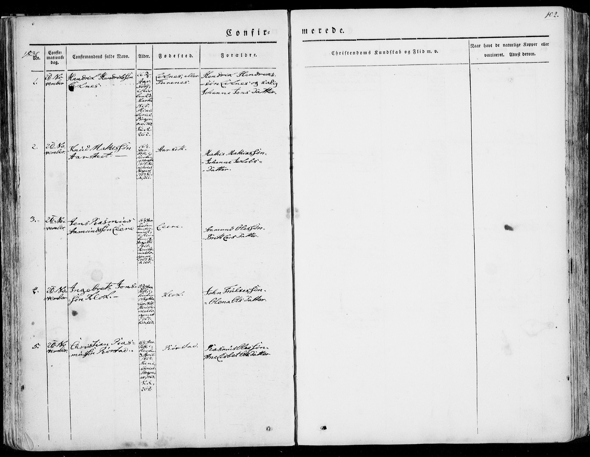 Ministerialprotokoller, klokkerbøker og fødselsregistre - Møre og Romsdal, AV/SAT-A-1454/515/L0208: Parish register (official) no. 515A04, 1830-1846, p. 102