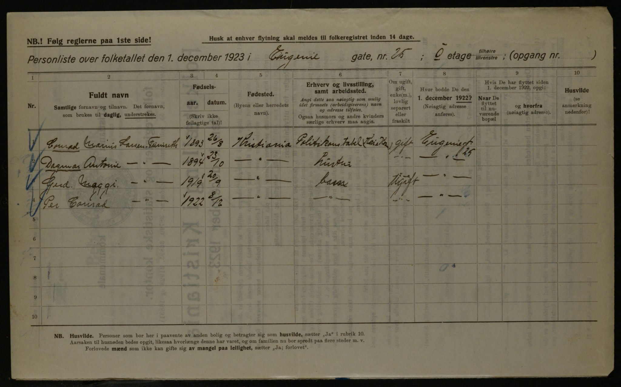 OBA, Municipal Census 1923 for Kristiania, 1923, p. 25760