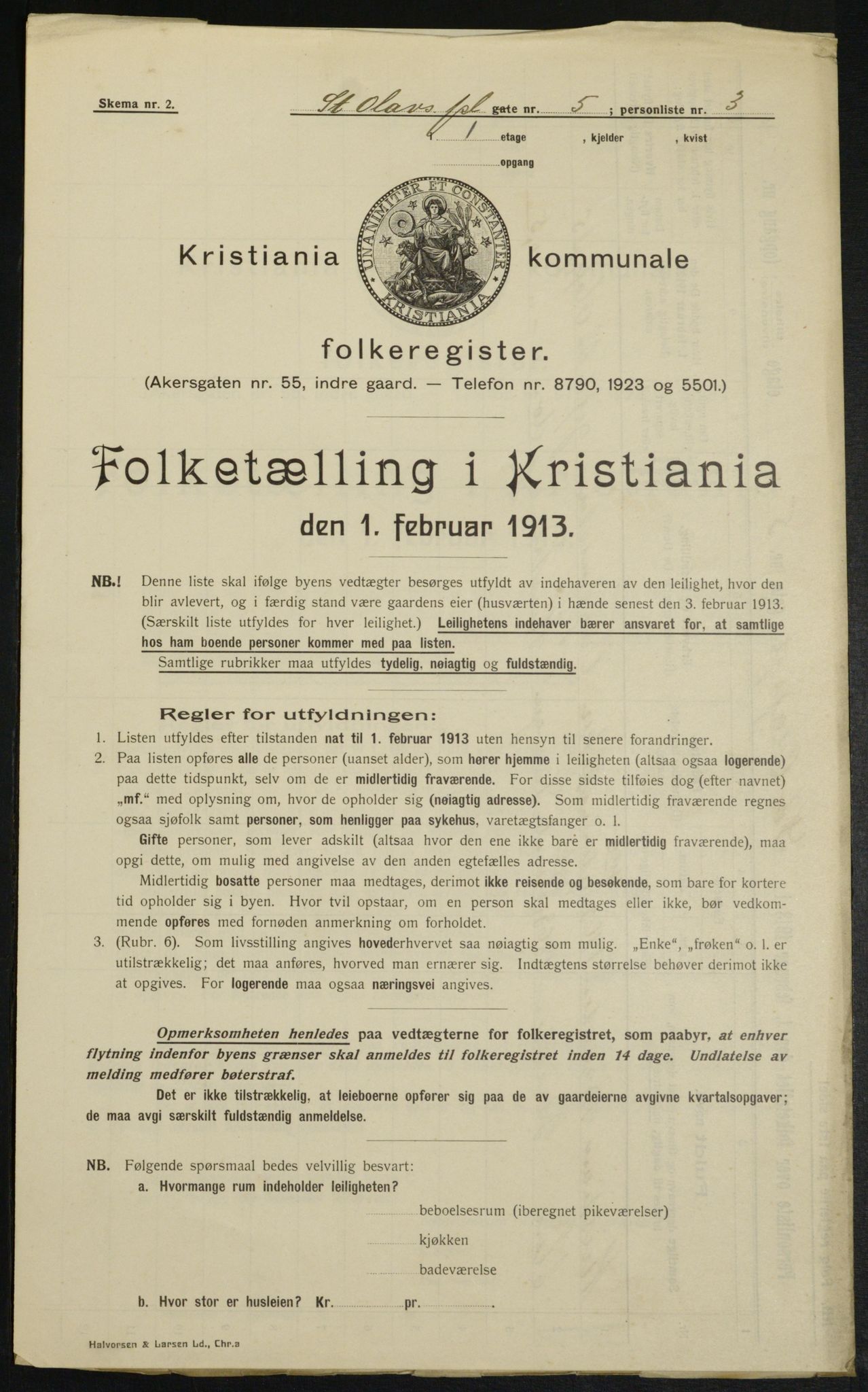 OBA, Municipal Census 1913 for Kristiania, 1913, p. 88465