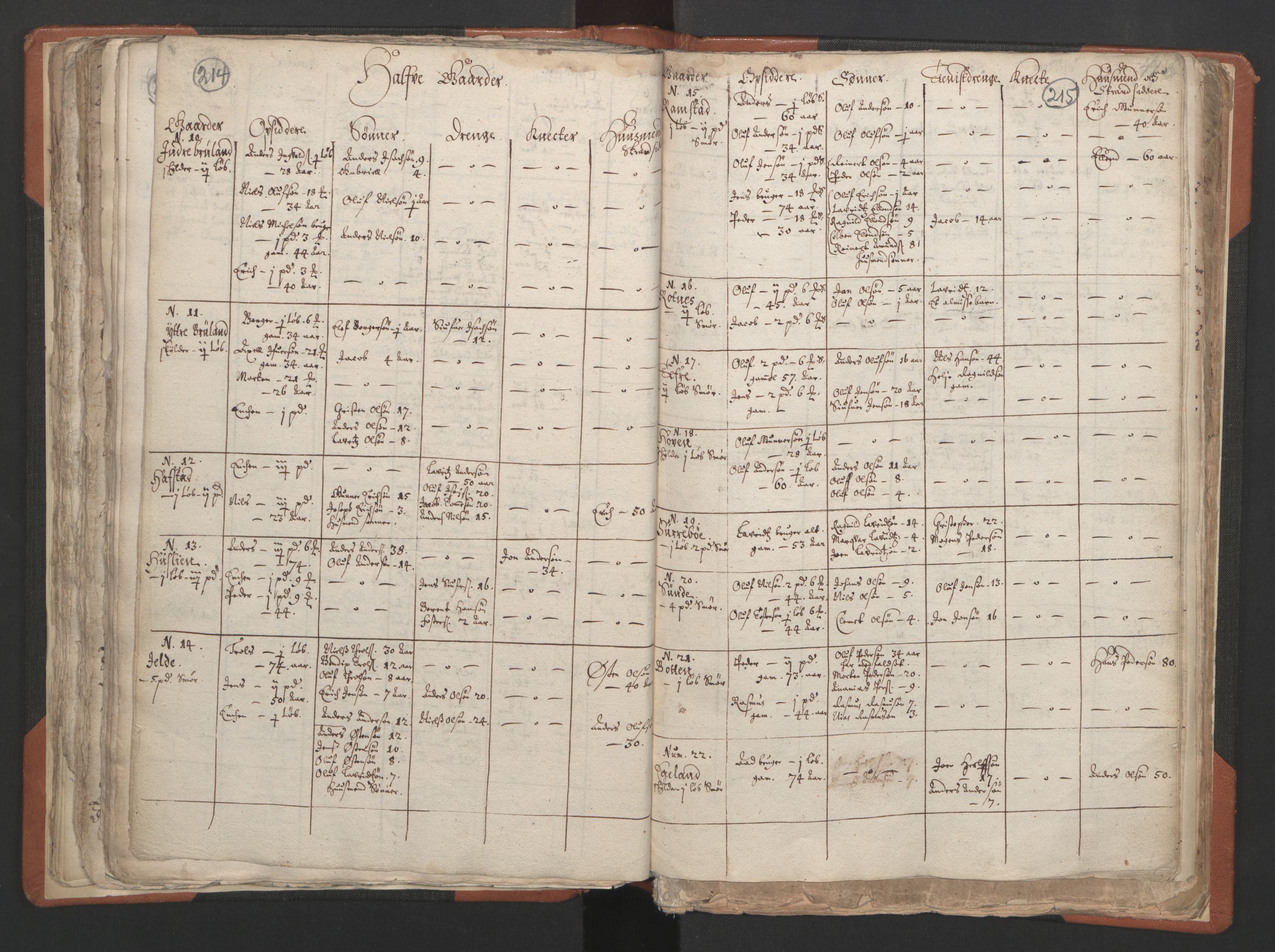 RA, Vicar's Census 1664-1666, no. 24: Sunnfjord deanery, 1664-1666, p. 214-215