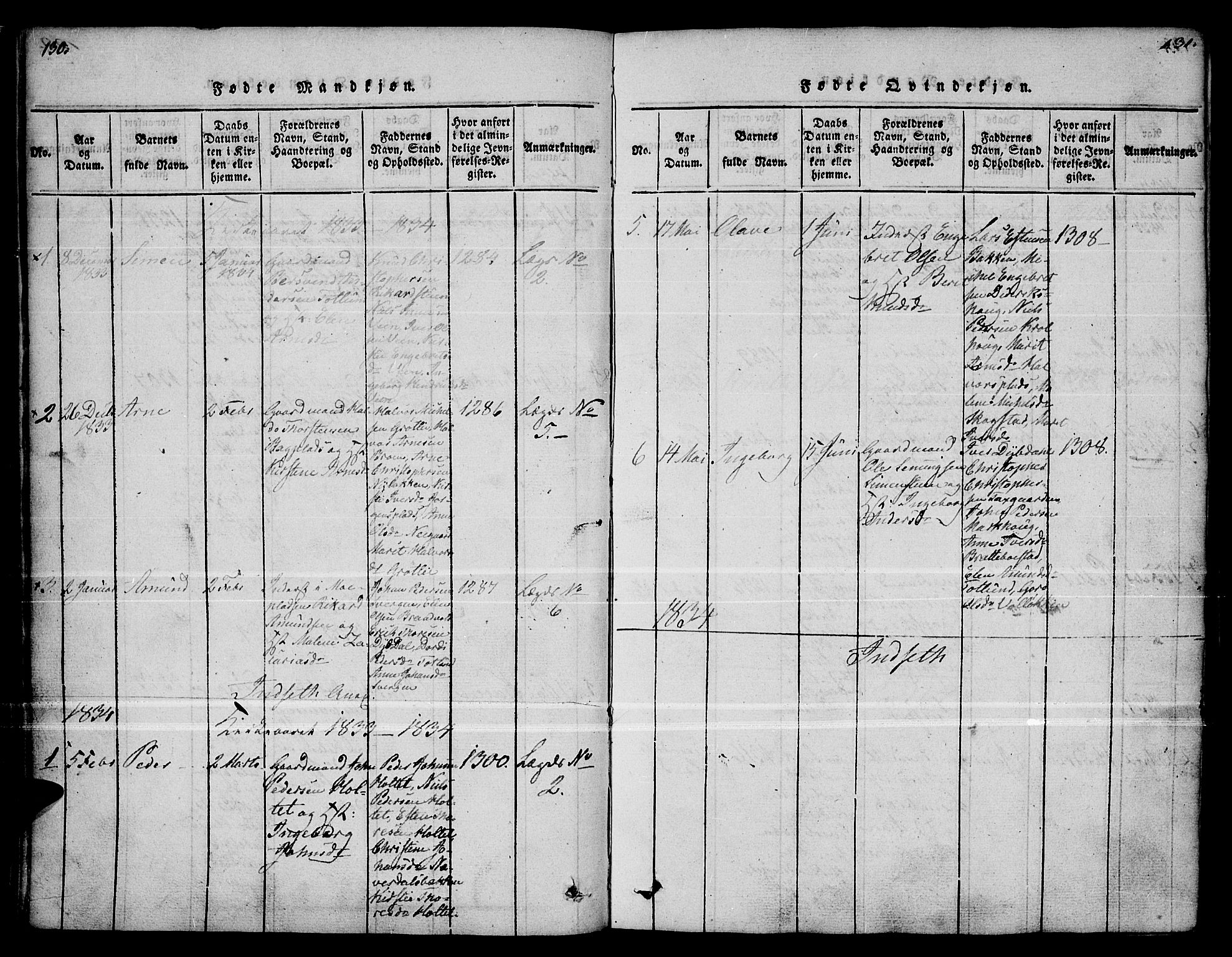 Kvikne prestekontor, AV/SAH-PREST-064/H/Ha/Haa/L0004: Parish register (official) no. 4, 1815-1840, p. 130-131