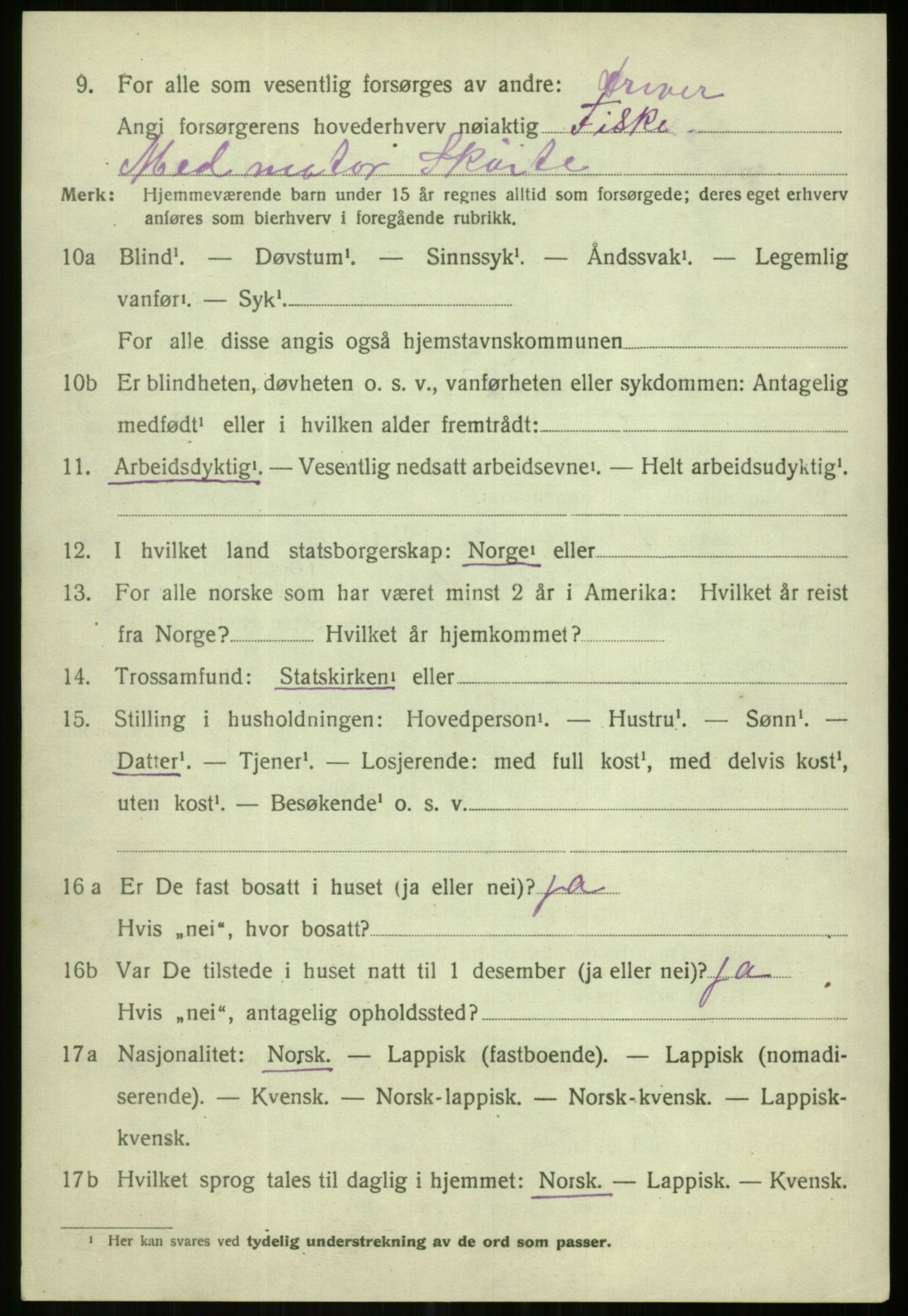 SATØ, 1920 census for Karlsøy, 1920, p. 2550