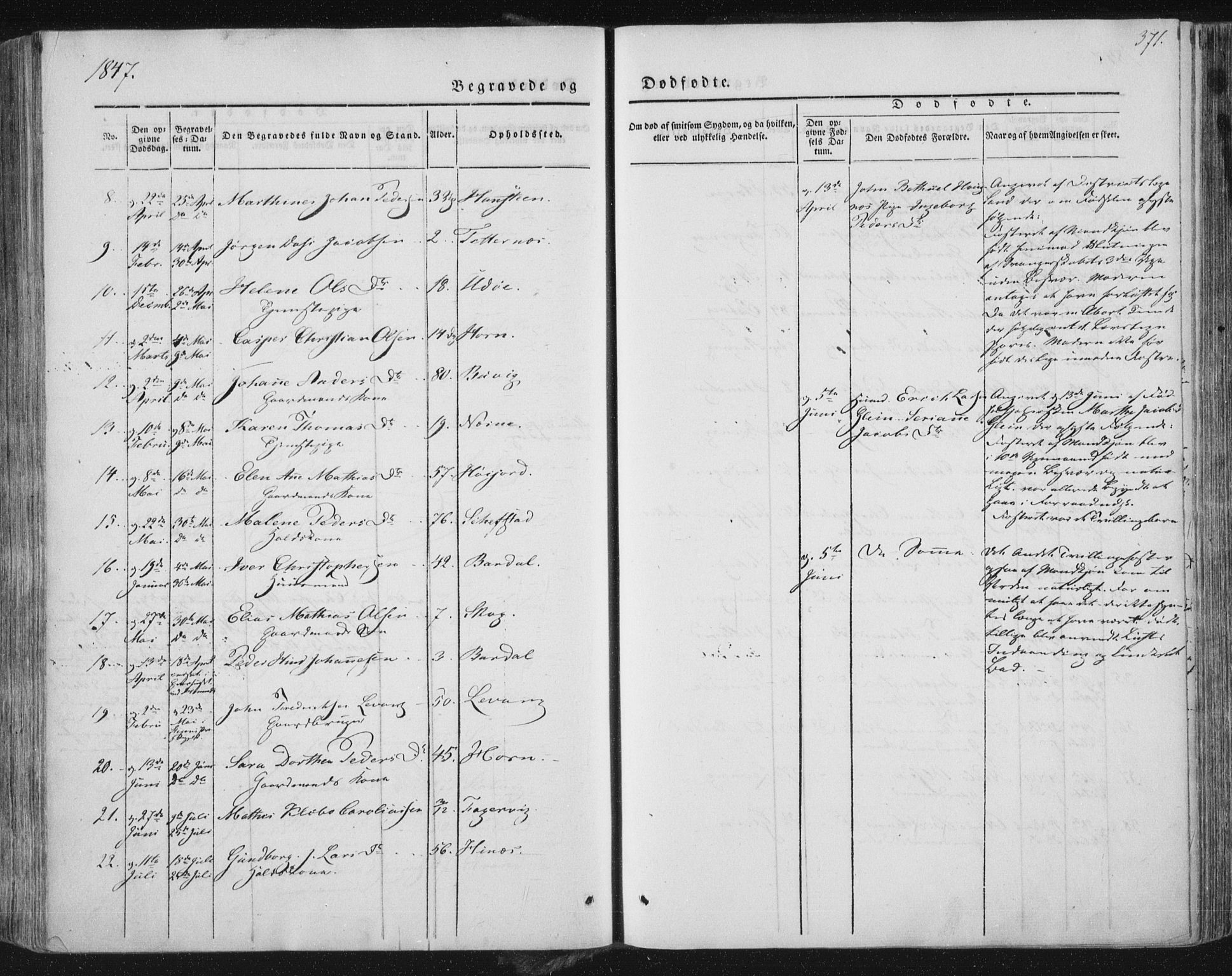 Ministerialprotokoller, klokkerbøker og fødselsregistre - Nordland, AV/SAT-A-1459/838/L0549: Parish register (official) no. 838A07, 1840-1854, p. 371