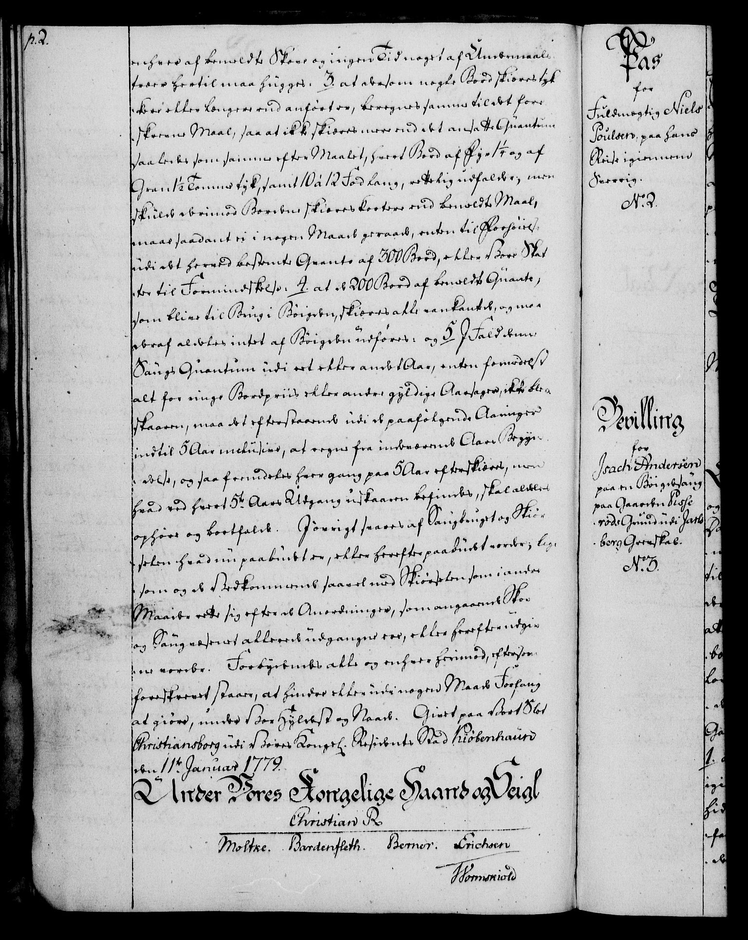 Rentekammeret, Kammerkanselliet, RA/EA-3111/G/Gg/Gga/L0011: Norsk ekspedisjonsprotokoll med register (merket RK 53.11), 1779-1781, p. 2