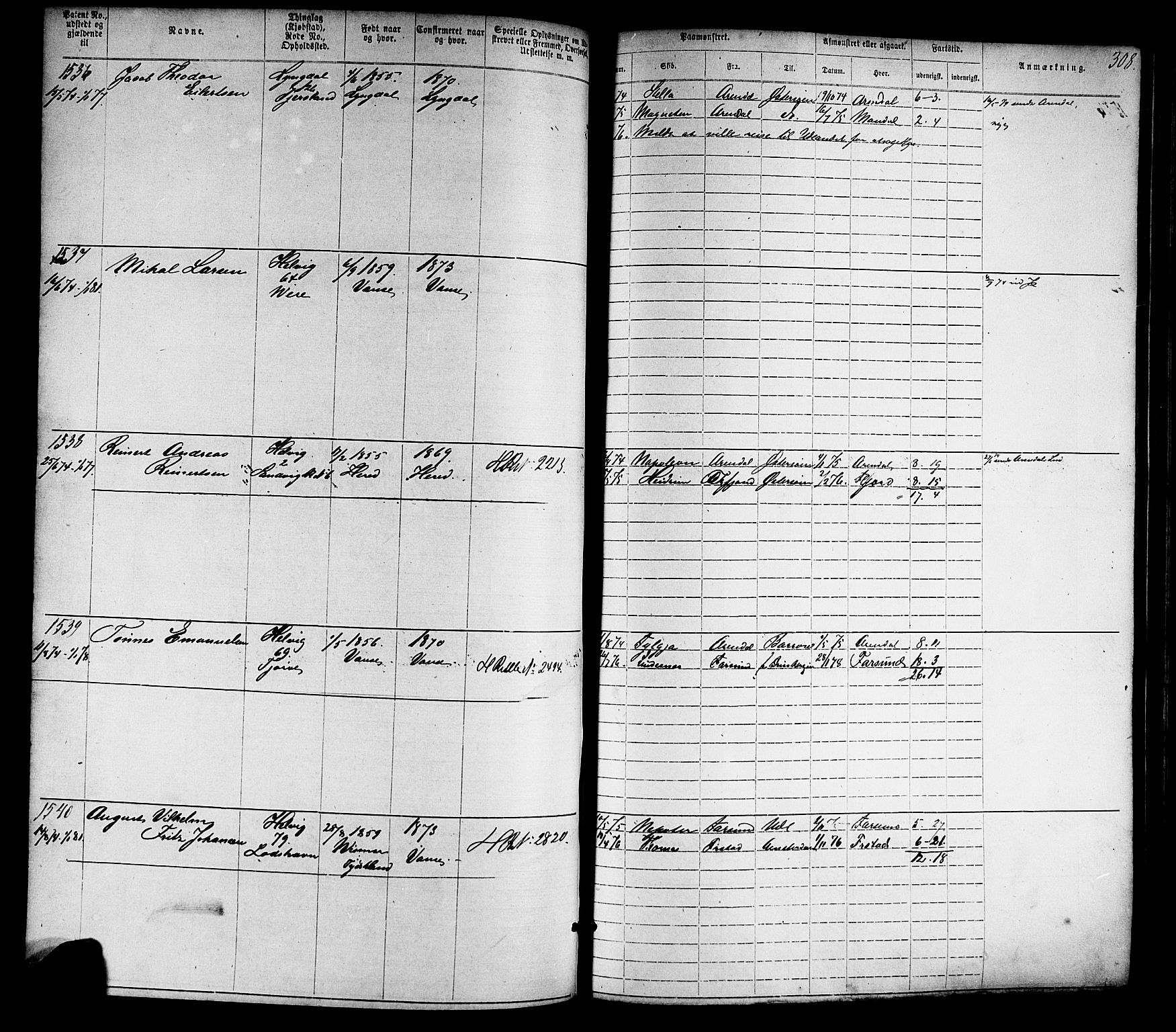 Farsund mønstringskrets, AV/SAK-2031-0017/F/Fa/L0005: Annotasjonsrulle nr 1-1910 med register, Z-2, 1869-1877, p. 338