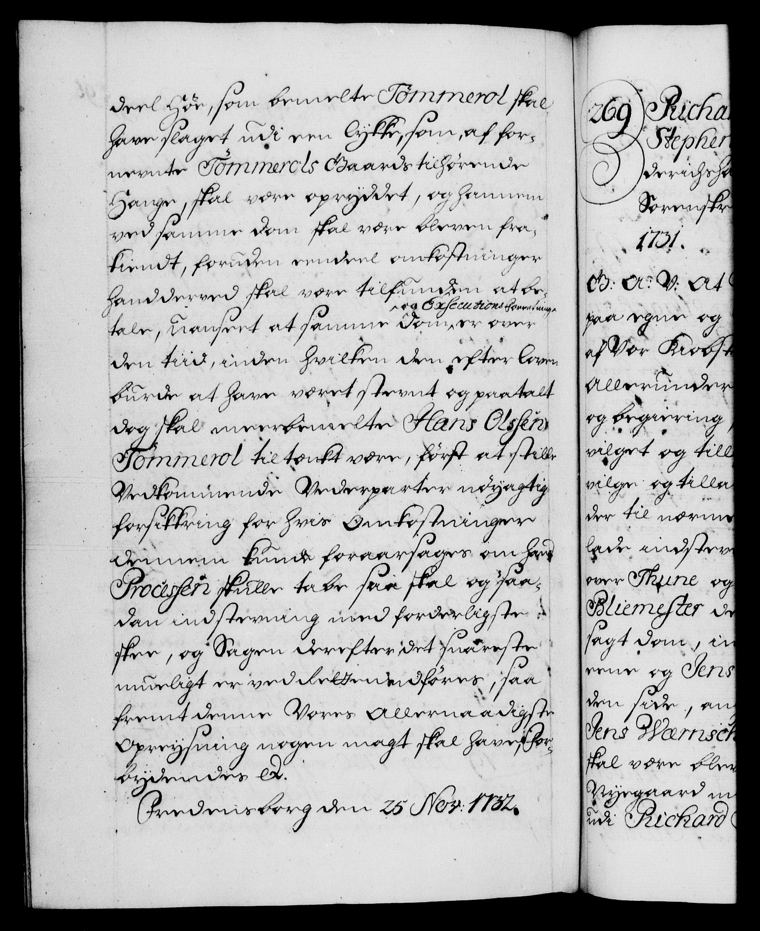 Danske Kanselli 1572-1799, AV/RA-EA-3023/F/Fc/Fca/Fcaa/L0027: Norske registre, 1730-1732, p. 595b