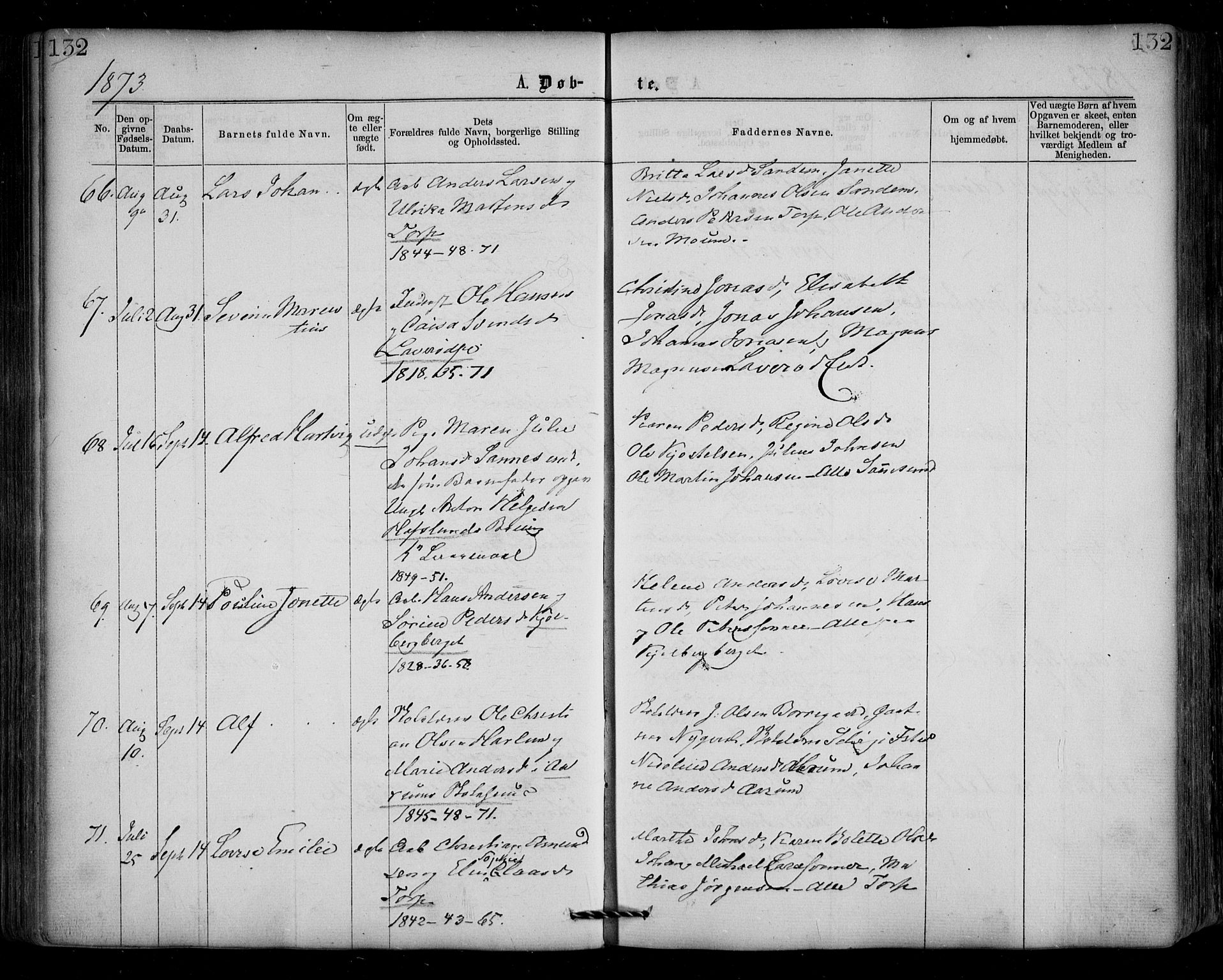 Borge prestekontor Kirkebøker, SAO/A-10903/F/Fa/L0006: Parish register (official) no. I 6, 1861-1874, p. 132