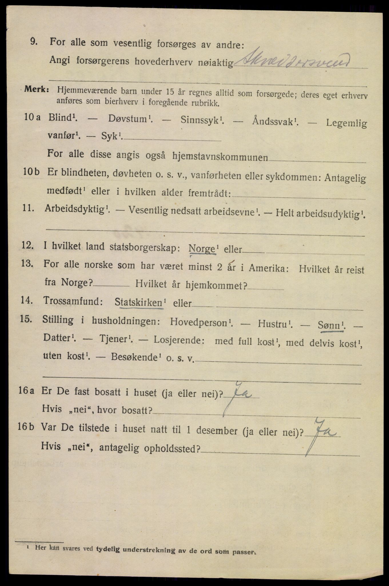 SAKO, 1920 census for Kragerø, 1920, p. 5586