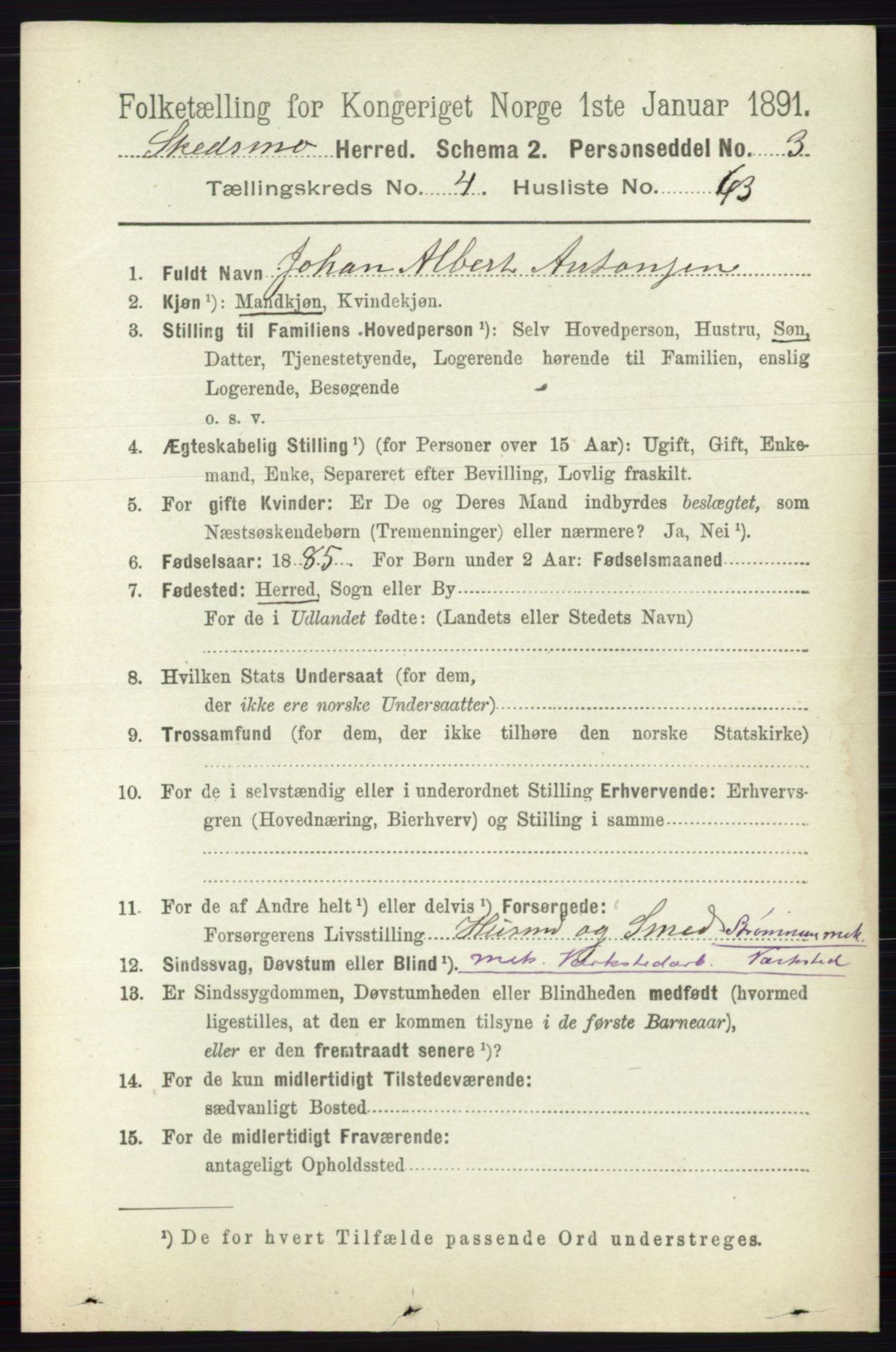 RA, 1891 census for 0231 Skedsmo, 1891, p. 2236