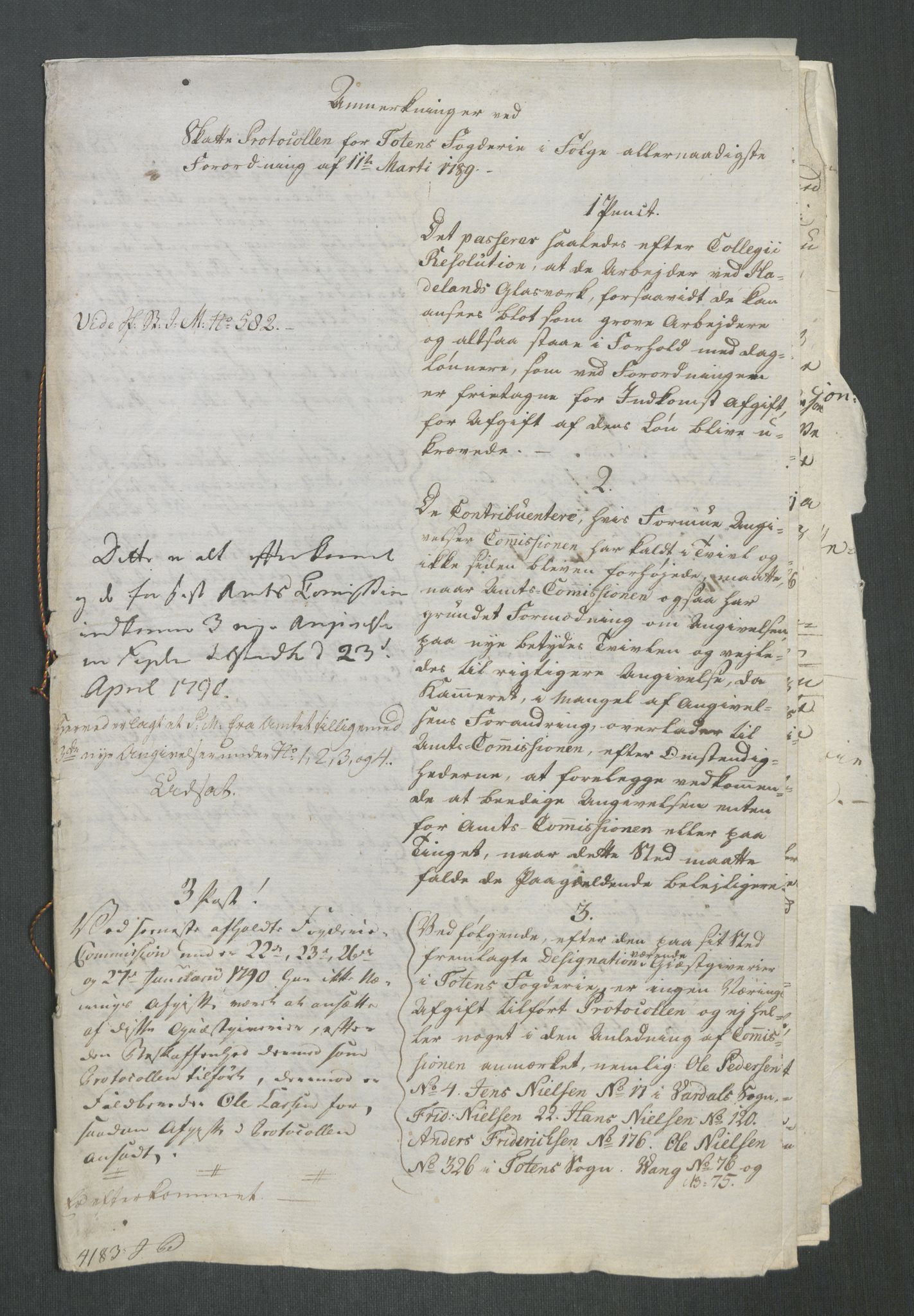 Rentekammeret inntil 1814, Reviderte regnskaper, Mindre regnskaper, RA/EA-4068/Rf/Rfe/L0050: Sunnmøre fogderi, Toten fogderi, 1789, p. 164
