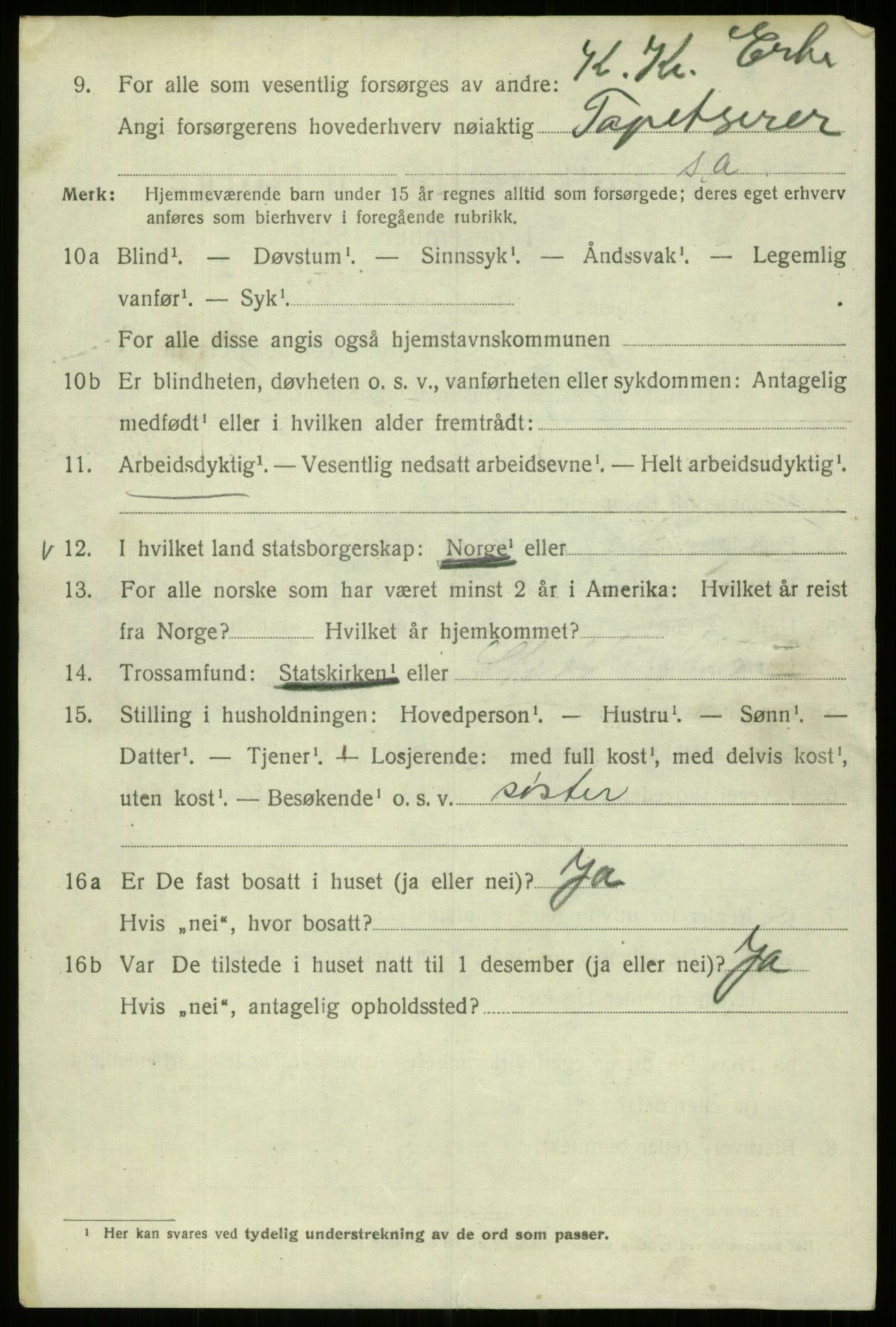 SAB, 1920 census for Bergen, 1920, p. 135154