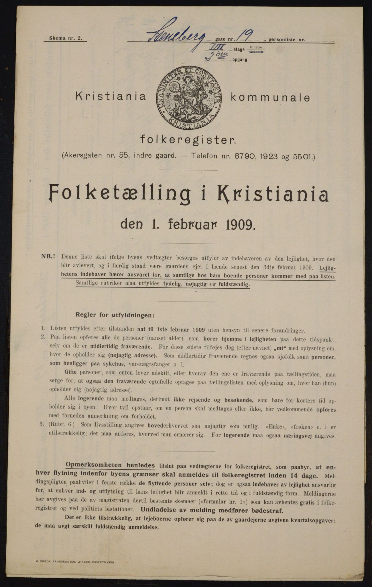 OBA, Municipal Census 1909 for Kristiania, 1909, p. 91927