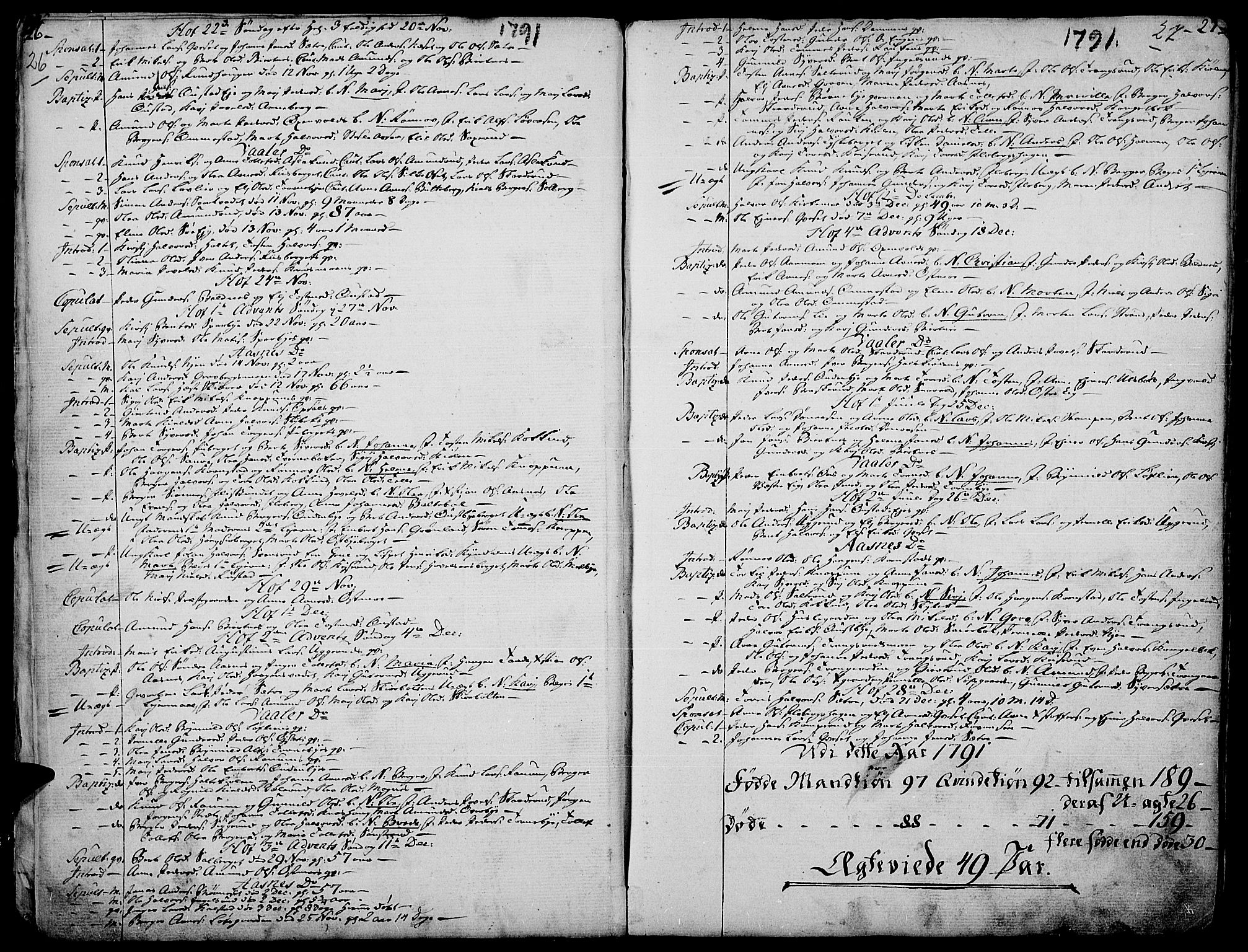 Hof prestekontor, SAH/PREST-038/H/Ha/Haa/L0004: Parish register (official) no. 4, 1790-1815, p. 26-27