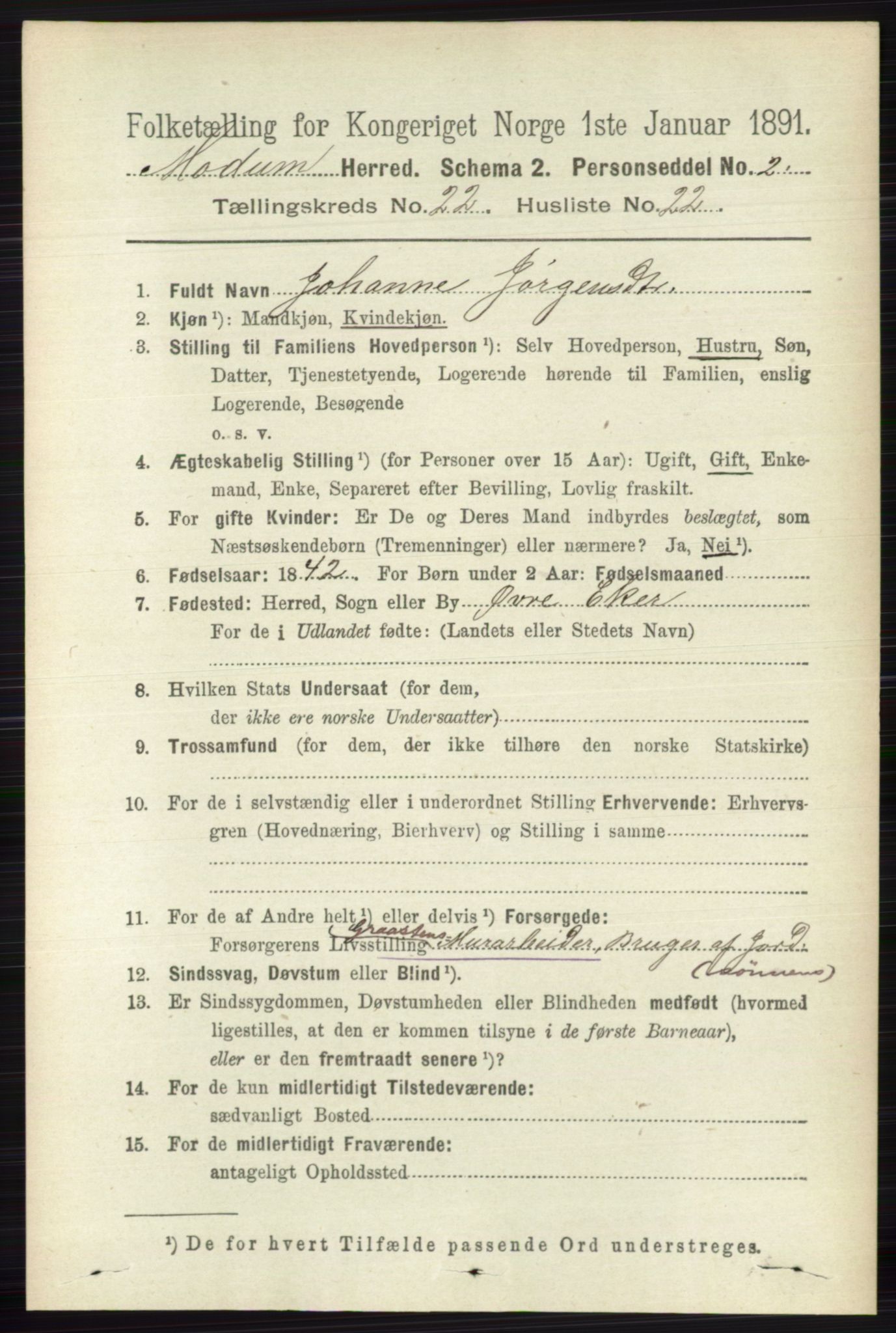 RA, 1891 census for 0623 Modum, 1891, p. 8509