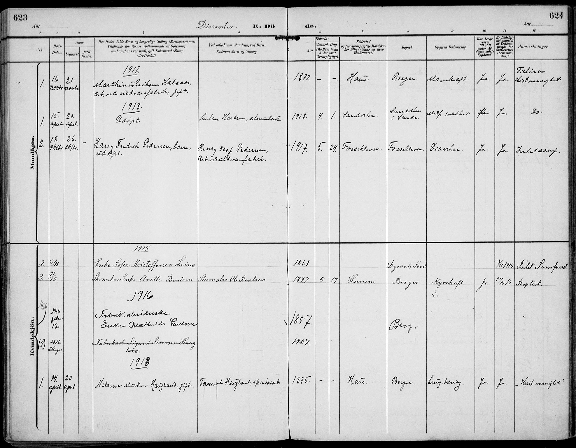 Strømm kirkebøker, SAKO/A-322/F/Fa/L0005: Parish register (official) no. I 5, 1898-1919, p. 623-624