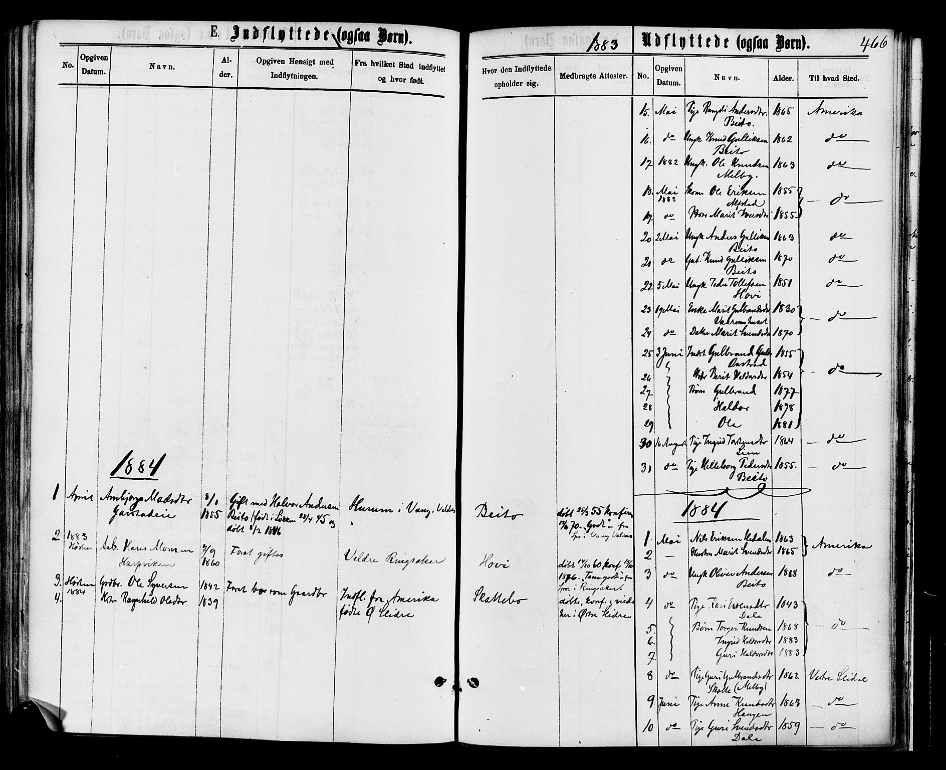 Øystre Slidre prestekontor, SAH/PREST-138/H/Ha/Haa/L0002: Parish register (official) no. 2, 1874-1886, p. 466