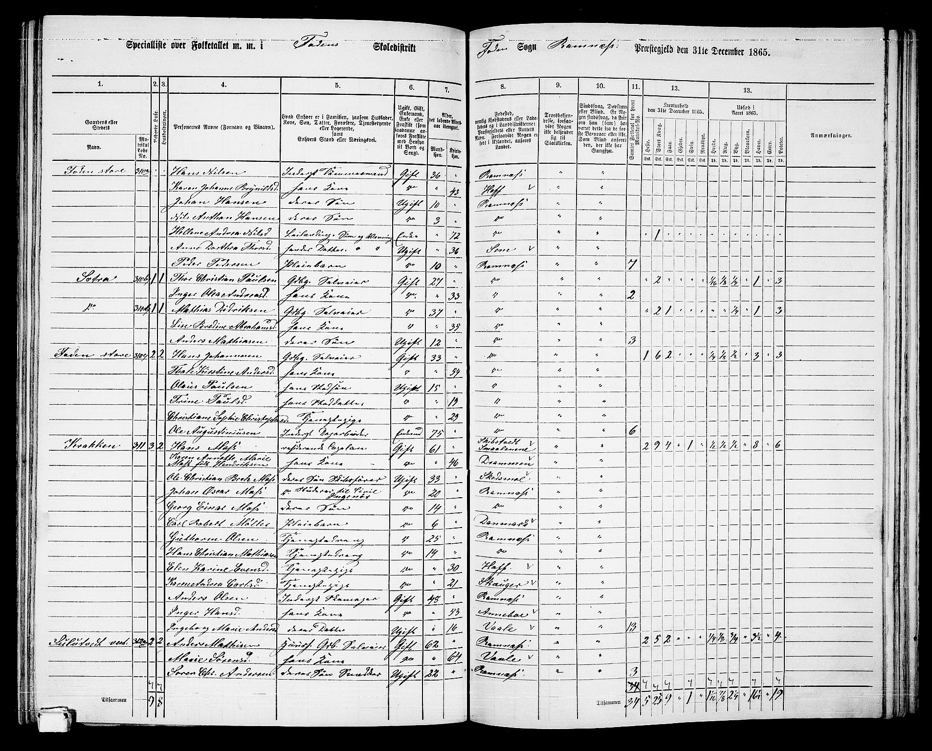 RA, 1865 census for Ramnes, 1865, p. 91