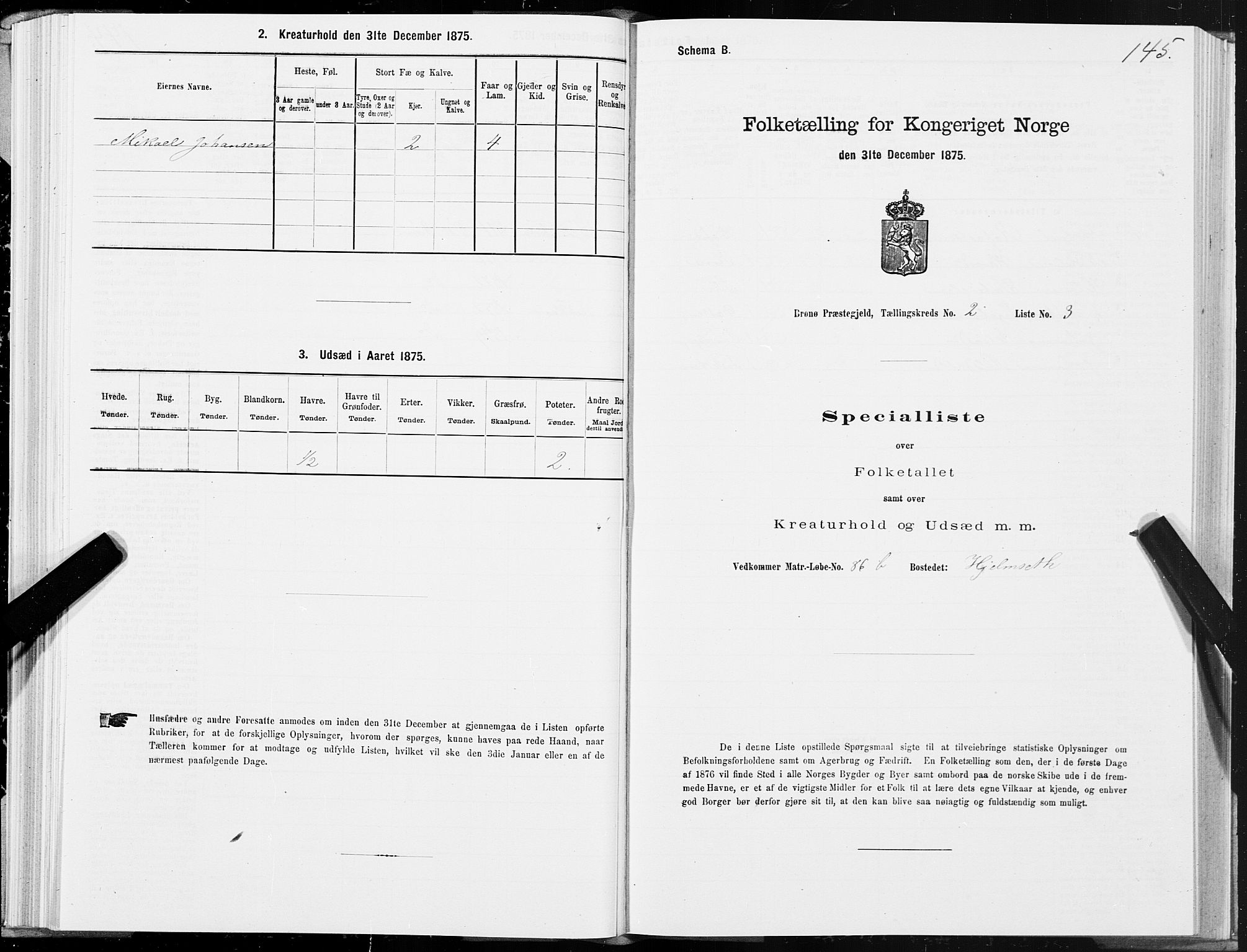 SAT, 1875 census for 1814P Brønnøy, 1875, p. 1145